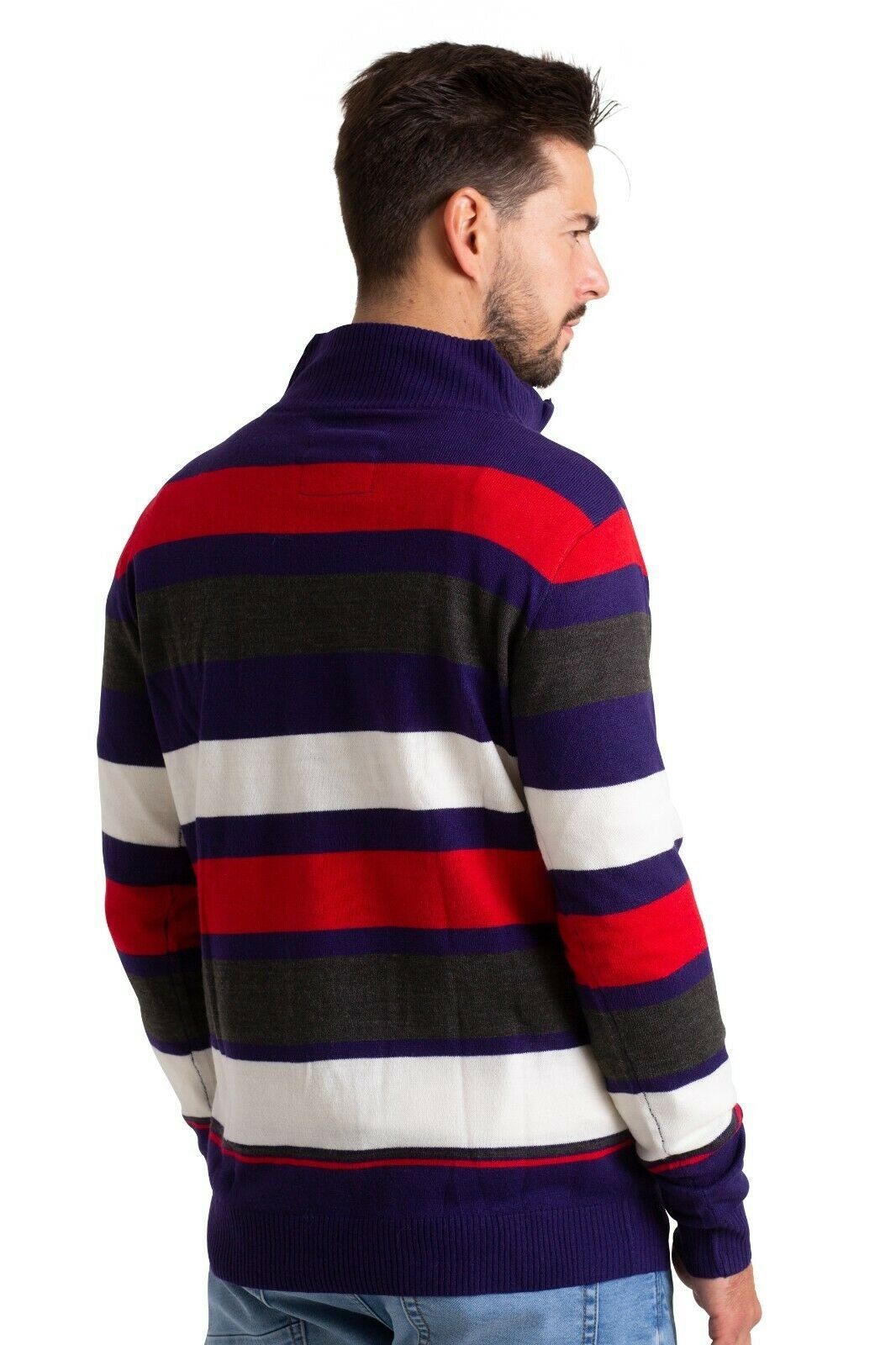 BlauerHafen Strickpullover Herren High-neck Sweater Half Zip lange Klassische Baumwolle Jumper