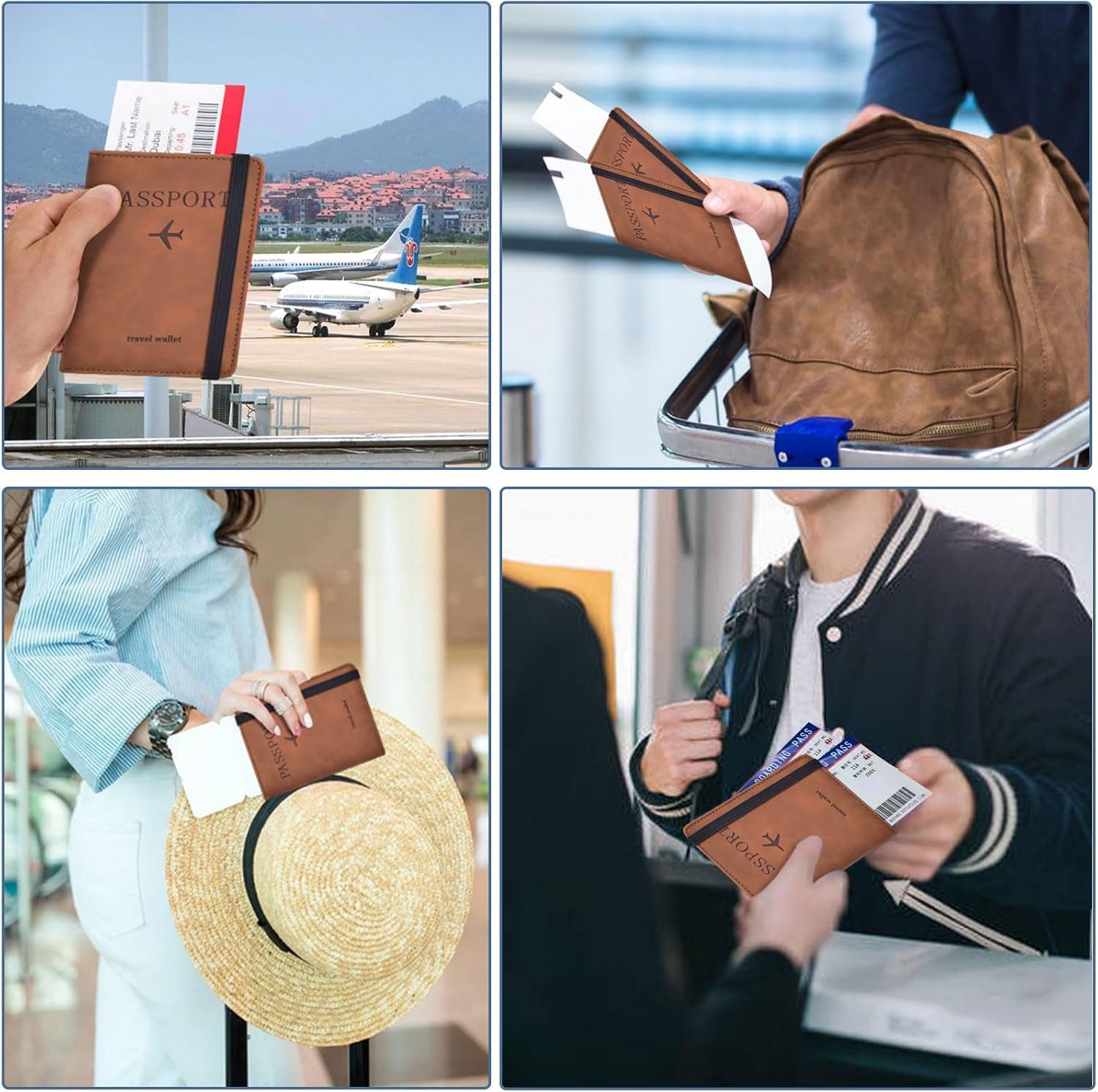 nsihing Geldbörse Reisepasshülle mit RFID-Blocker,Passport Holder für Damen Herren, reisemappe für reisedokumente,ausweistasche Reise dokumente – Bild 5 von 5