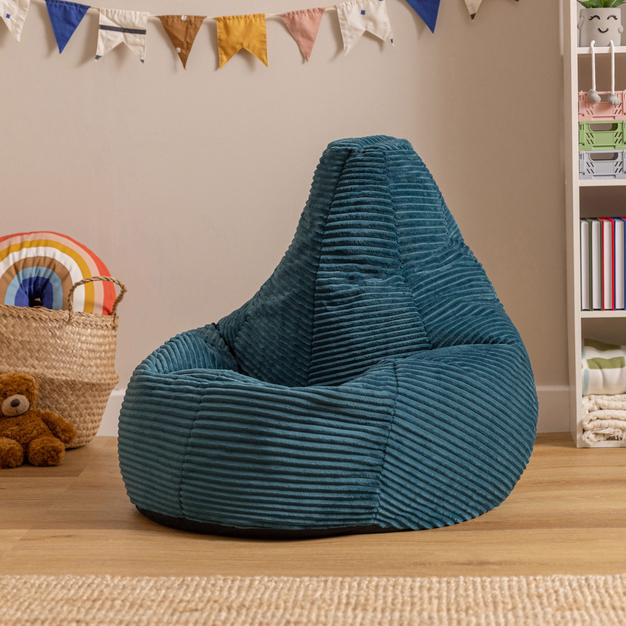 icon Sitzsack Kinder Sessel aus Cord Flauschig „Dalton", 69x59x65cm, Made in Germany, für Kinderzimmer, mit Füllung