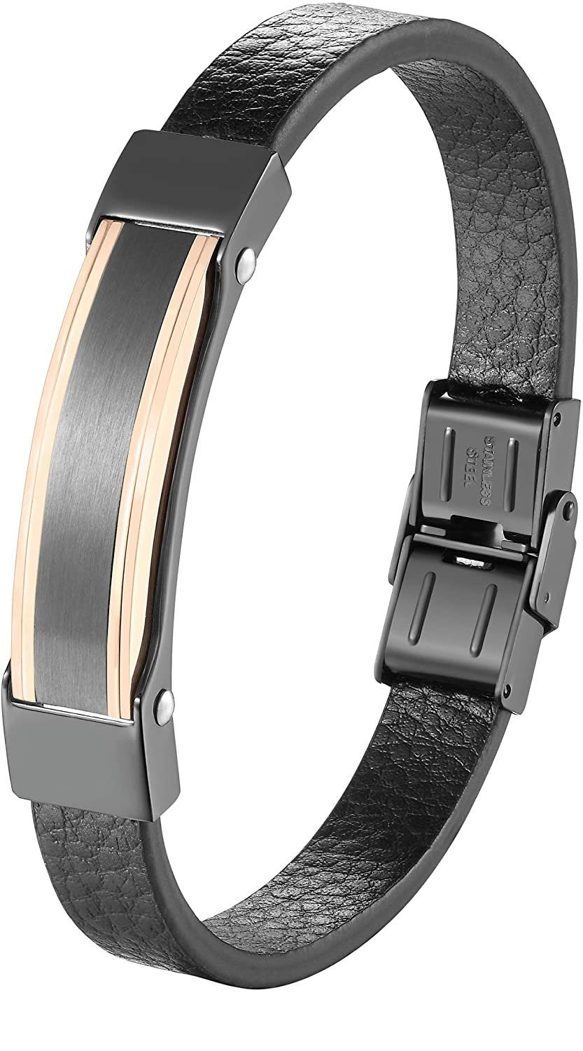 Lederarmband Karisma Männer Klassiches Lederarmband mit Edelstahl