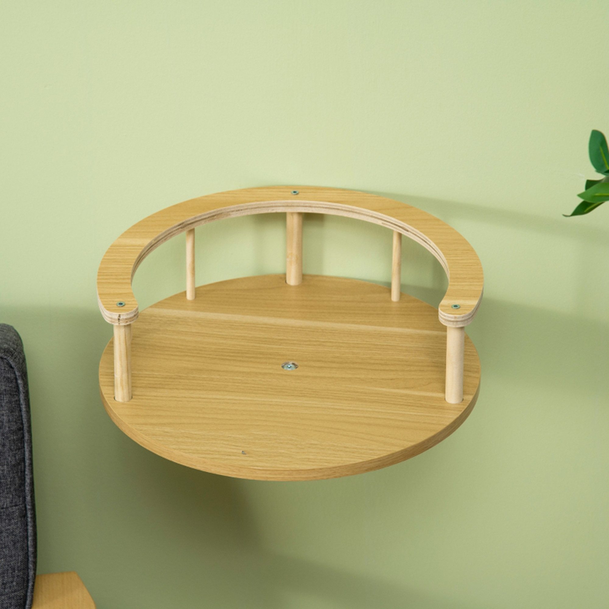 MC Star Kratzbaum Wandliege, Katzenbett, mit Schutzrand, Liegekissen, für Wandmontage, Eiche+cremeweiß, 34 x 34 x 10,5 cm