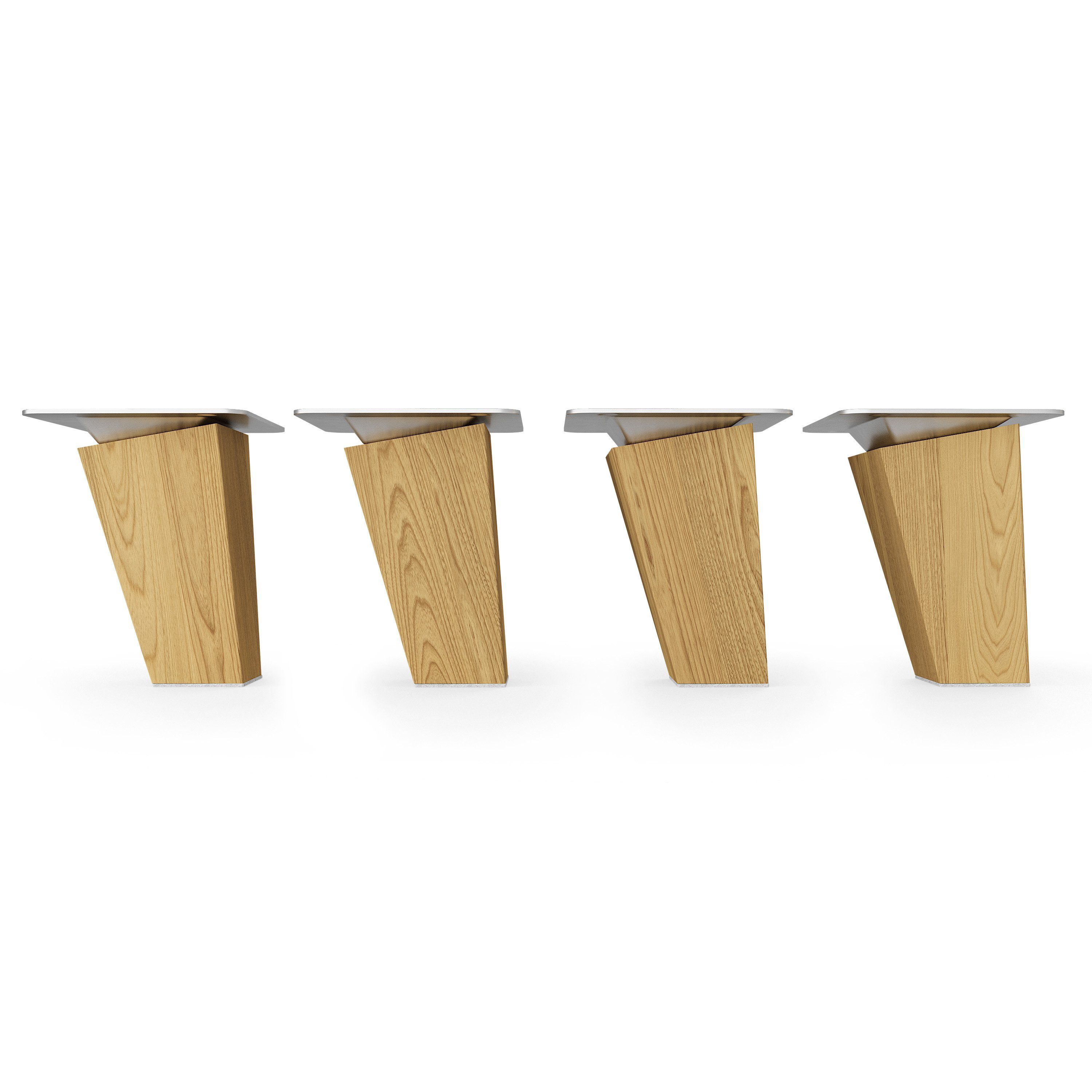 sossai® Möbelfuß Holzfüße Eckig schräge Ausführung - Eiche, (4-St), 8cm - 71cm