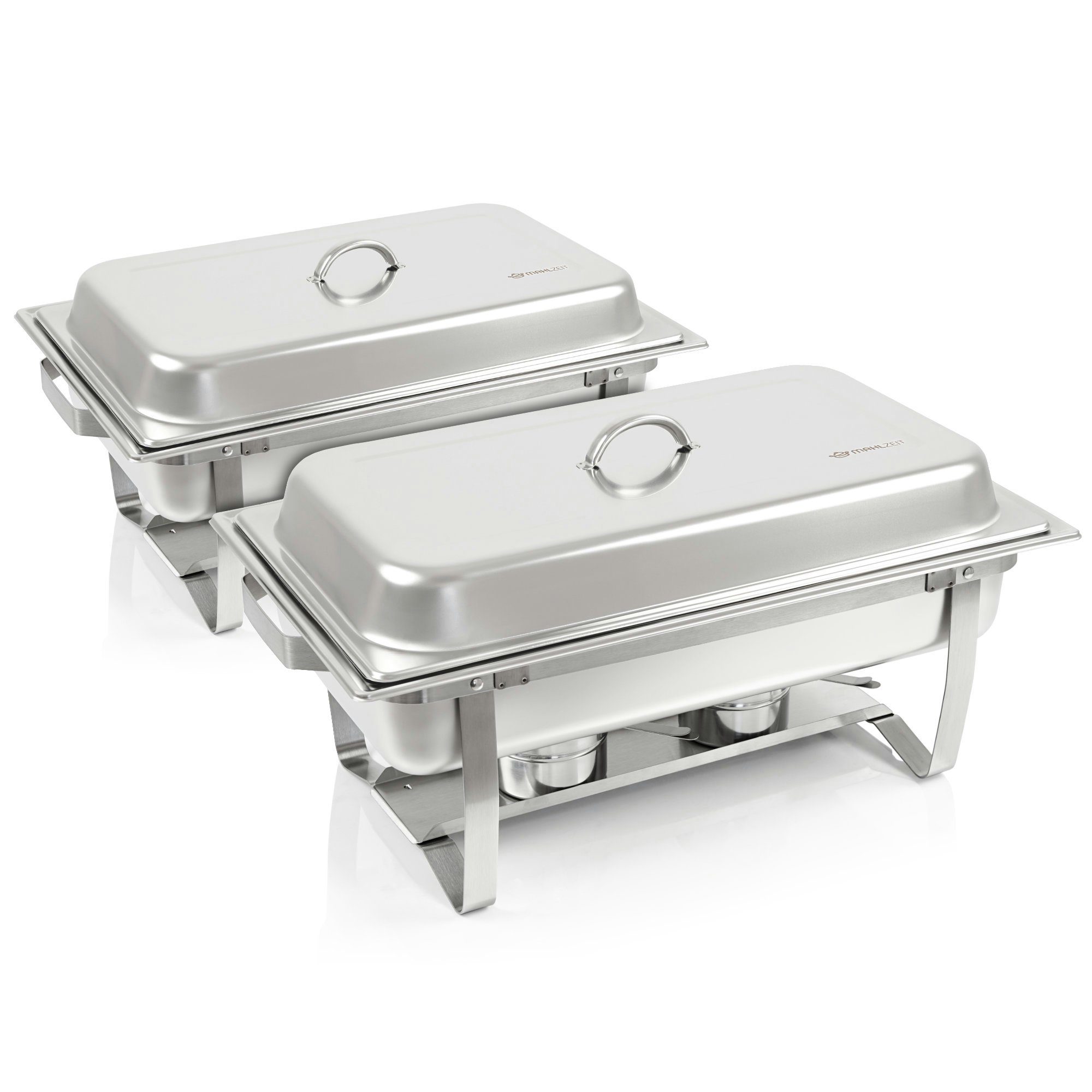 Mahlzeit Speisenwärmer Chafing Dish Profi Set "Toulouse", 2x Edelstahl Warmhaltebehälter Esse