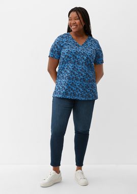 TRIANGLE Kurzarmshirt T-Shirt mit floralem Muster Artwork, Kontrast-Details