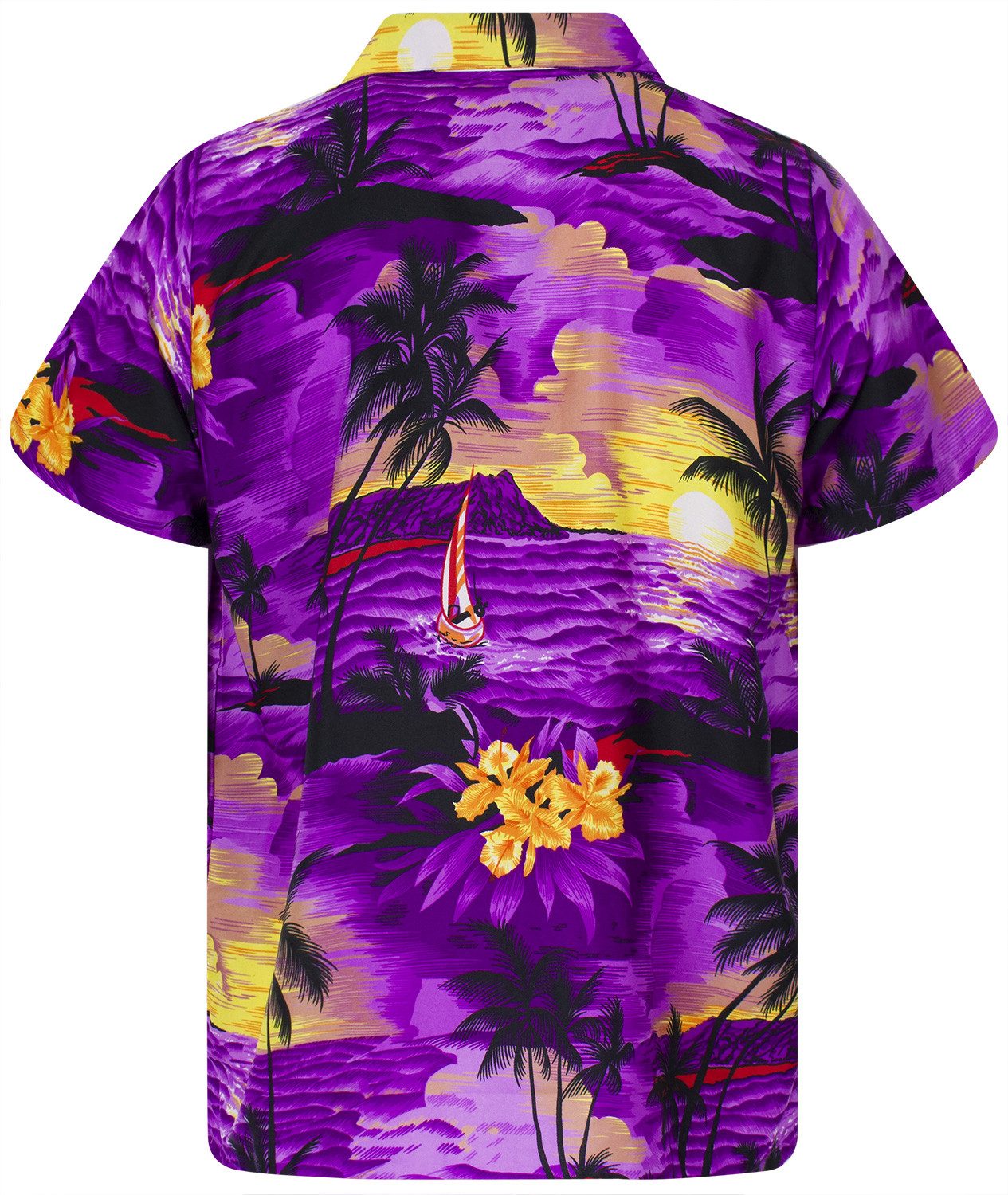 King Kameha Hawaiihemd Surf Funky Hawaii-Hemd Herren Kurzarm Front-Tasche Stylish Unisex