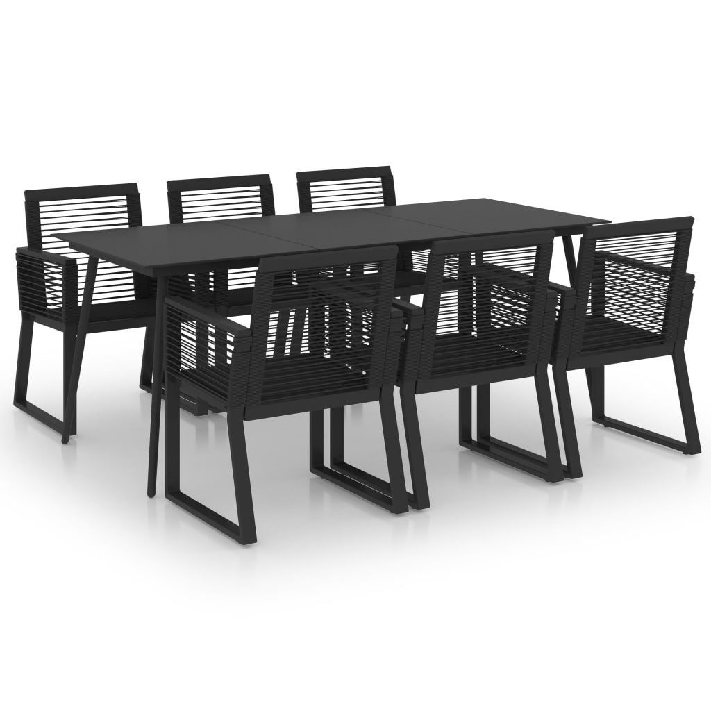 vidaXL Essgruppe »vidaXL 7tlg. GartenEssgruppe PVC Rattan Schwarz