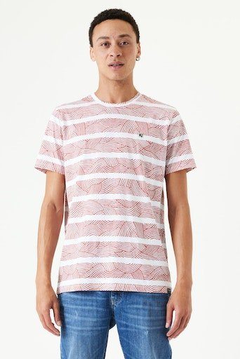 Garcia T-Shirt AOP stripe Baumwolle der Tragekomfort ank an Hoher reiner (1-tlg) Brust, Logoprägung