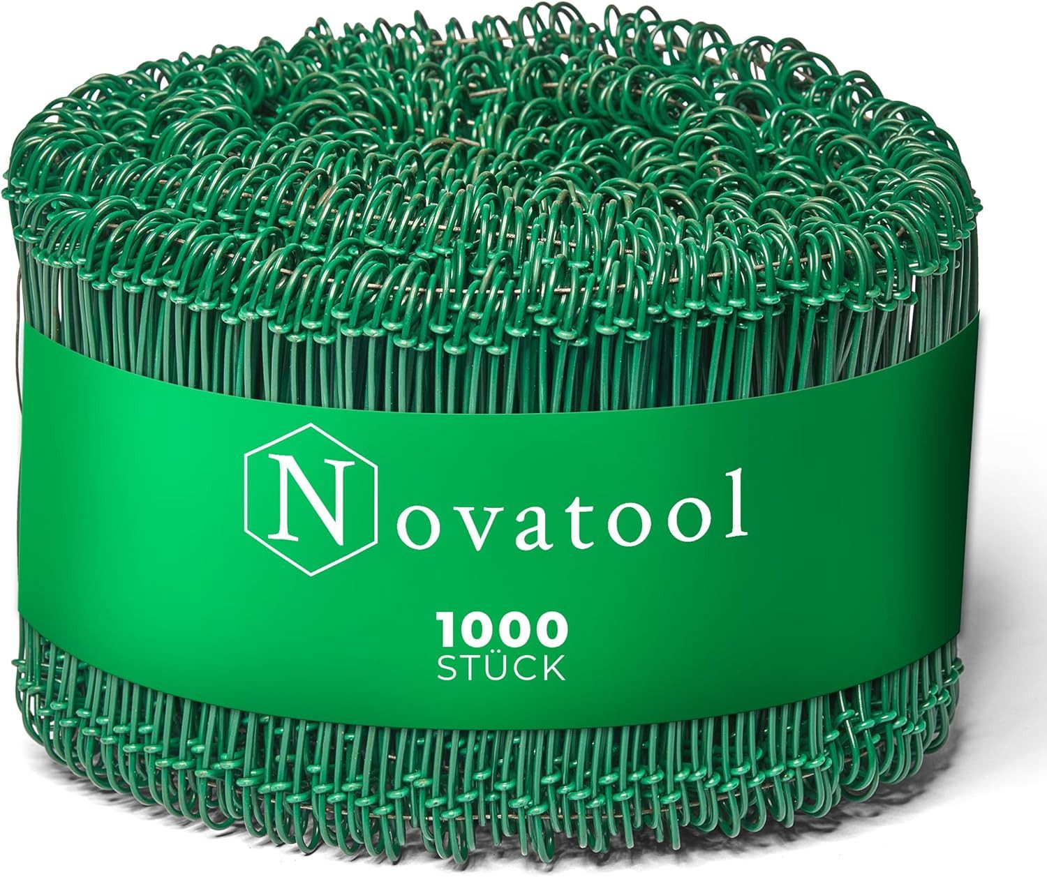 Novatool Wickeldraht 19966-1x, 1.000 Stück Rödeldraht mit Ösen 1,4 x 160mm Bindedraht Grün ummantelt