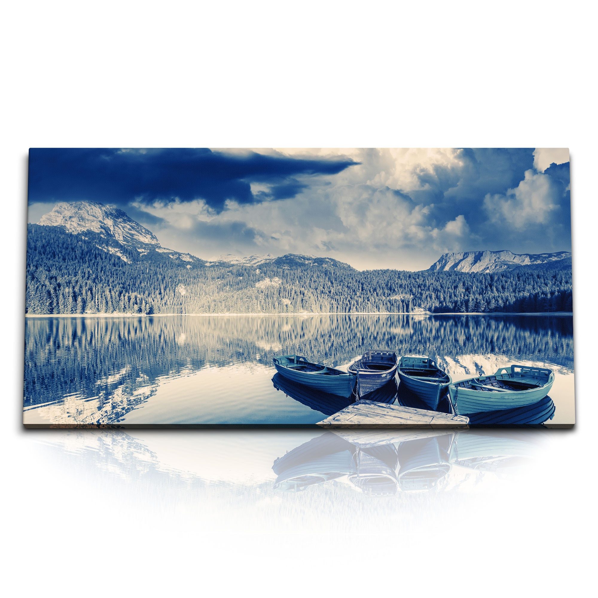Leinwandbild Kunstdruck Bilder 120x60cm Crno Jezero Montenegro Gletschersee Berge B