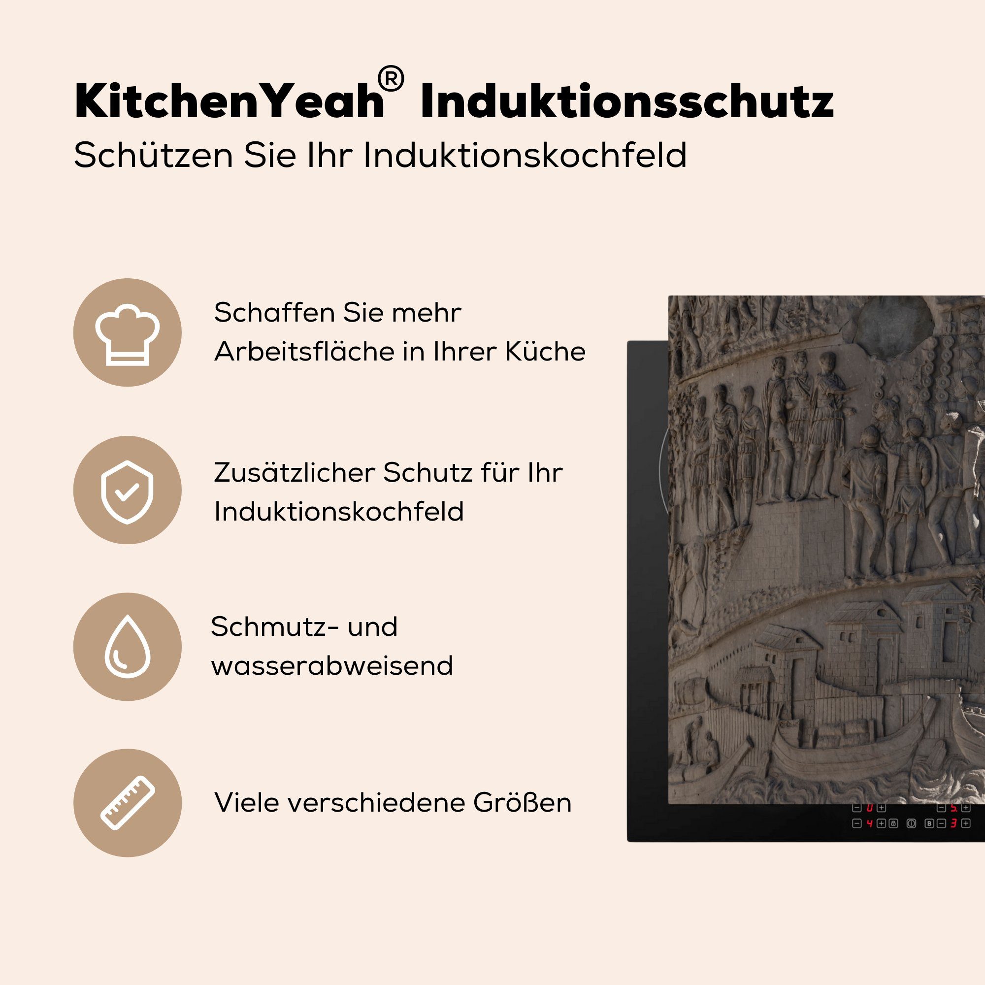 MuchoWow Herdblende-/Abdeckplatte Rom - Kunst für - cm, Antike, tlg), (1 küche, 81x52 Ceranfeldabdeckung die Schutz Induktionskochfeld Vinyl