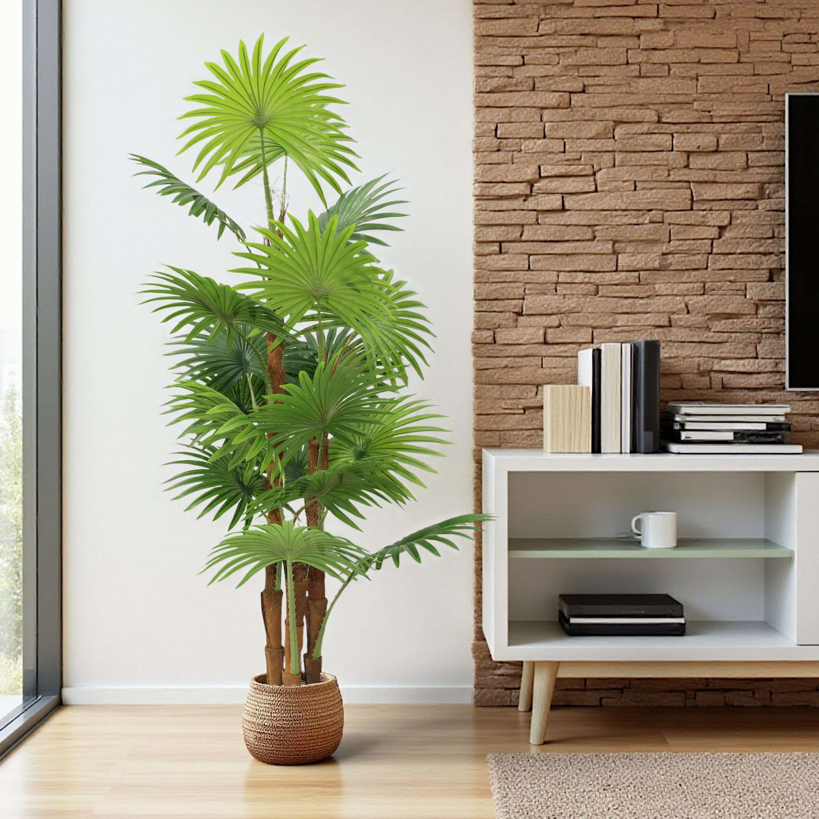Kunstpflanze Künstliche Palme 160 cm im Topf Fächerpalme Kunstbaum Palme, A günstig online kaufen