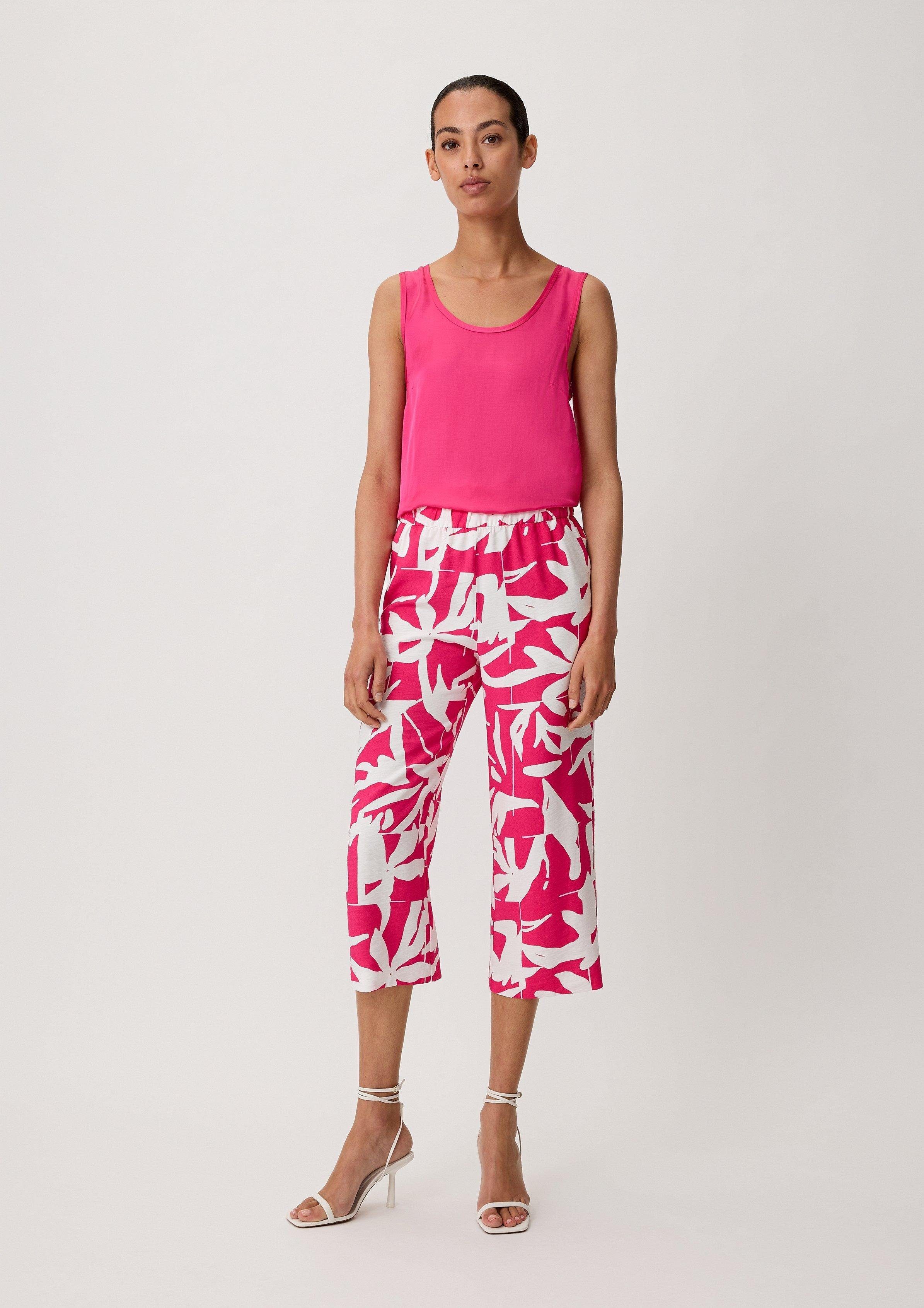 mit pink Allover-Print Stoffhose Loose: Hose Comma