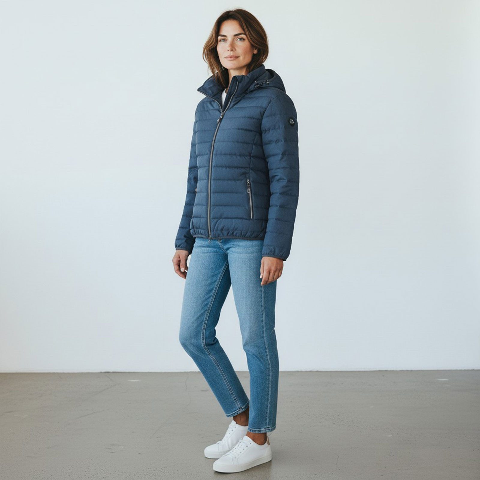 Blue Wave Steppjacke Nina Damen Jacke Nina gesteppt mit abnehmbarer Kapuze in Melange-Optik