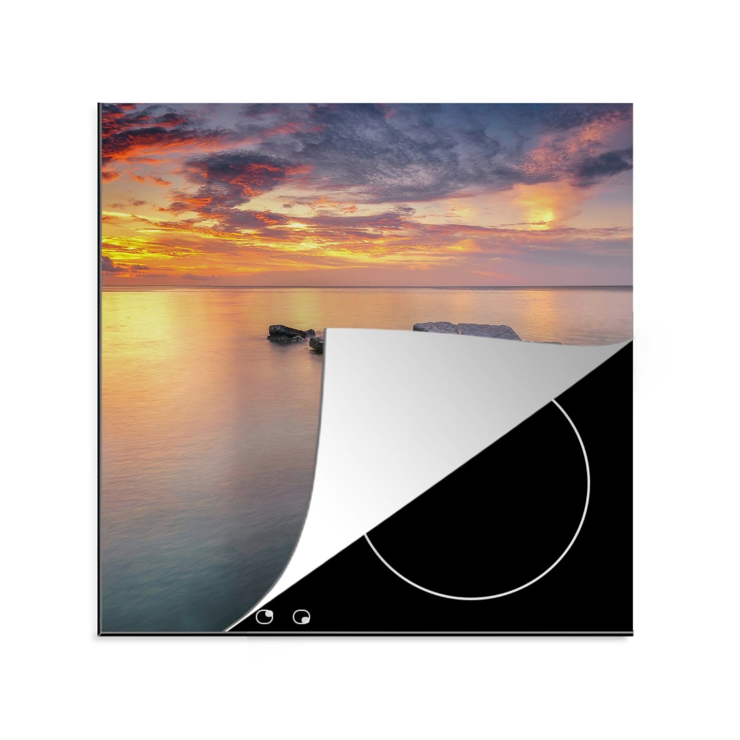 MuchoWow Herdblende-/Abdeckplatte Steinweg zum Meer, Vinyl, (1 tlg), 78x78 cm, Ceranfeldabdeckung, Arbeitsplatte für küche