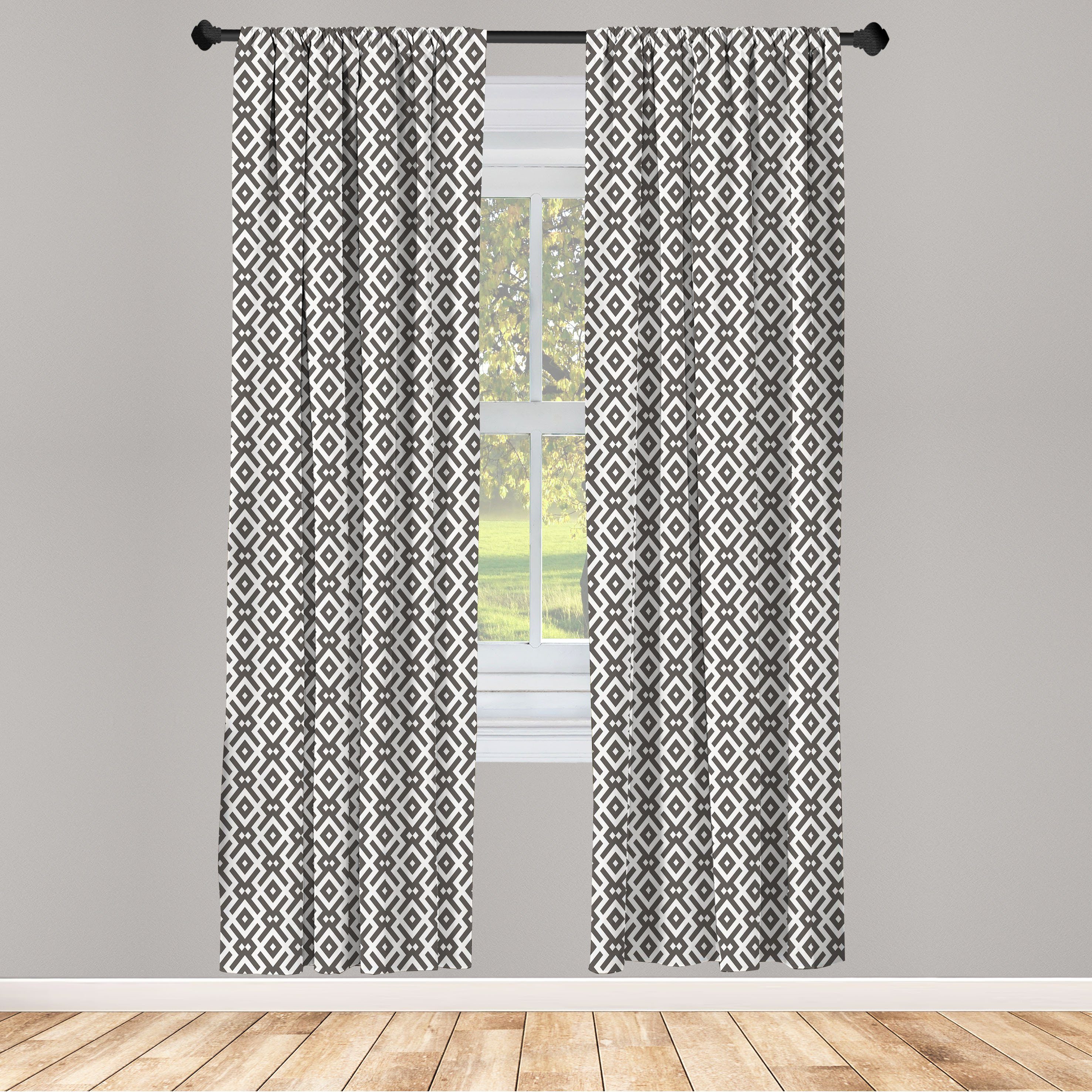 Gardine Vorhang für Wohnzimmer Schlafzimmer Dekor, Abakuhaus, Microfaser, Modern geometrische Linien