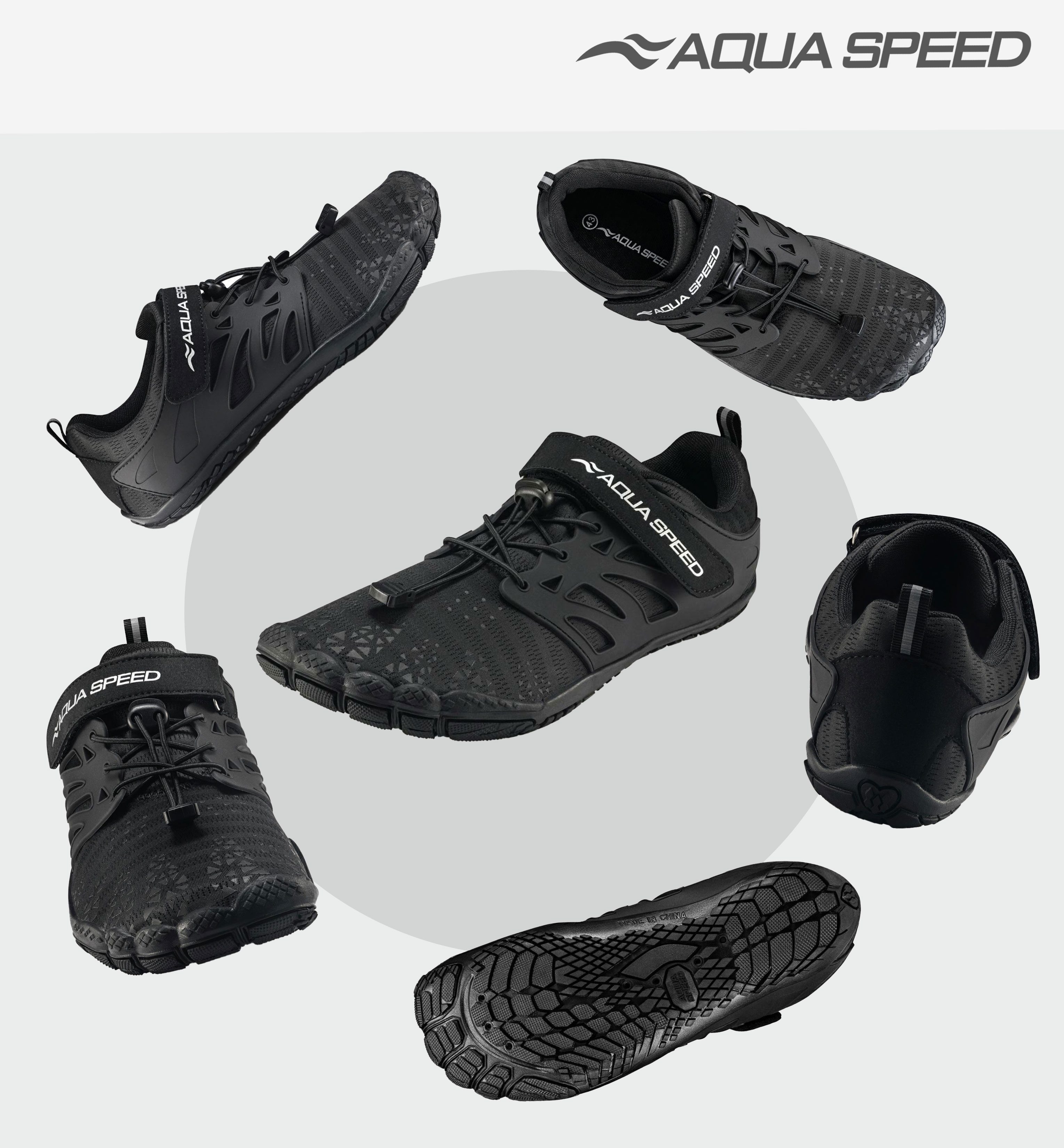 Aqua Speed Taipan Strandschuhe Gr. 43 – Schwarz mit Handtuchbeilage Wasserschuh (Grip-Schuhe für Ufer, Dusche & Steg – sicher & kompakt) Für SUP, Kajak & Steg – Trittsicher bei jeder Wasseraktivität