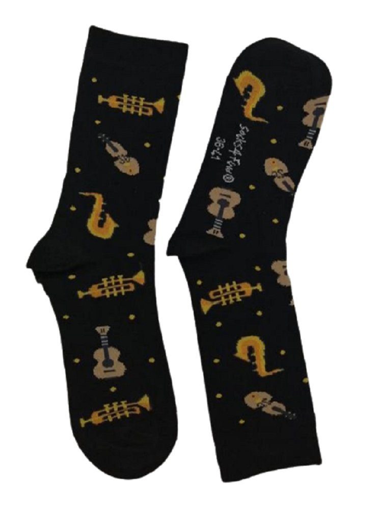 Freizeitsocken Socks4Fun Motivsocken Konzert Musikinstrumente 2er Bündel