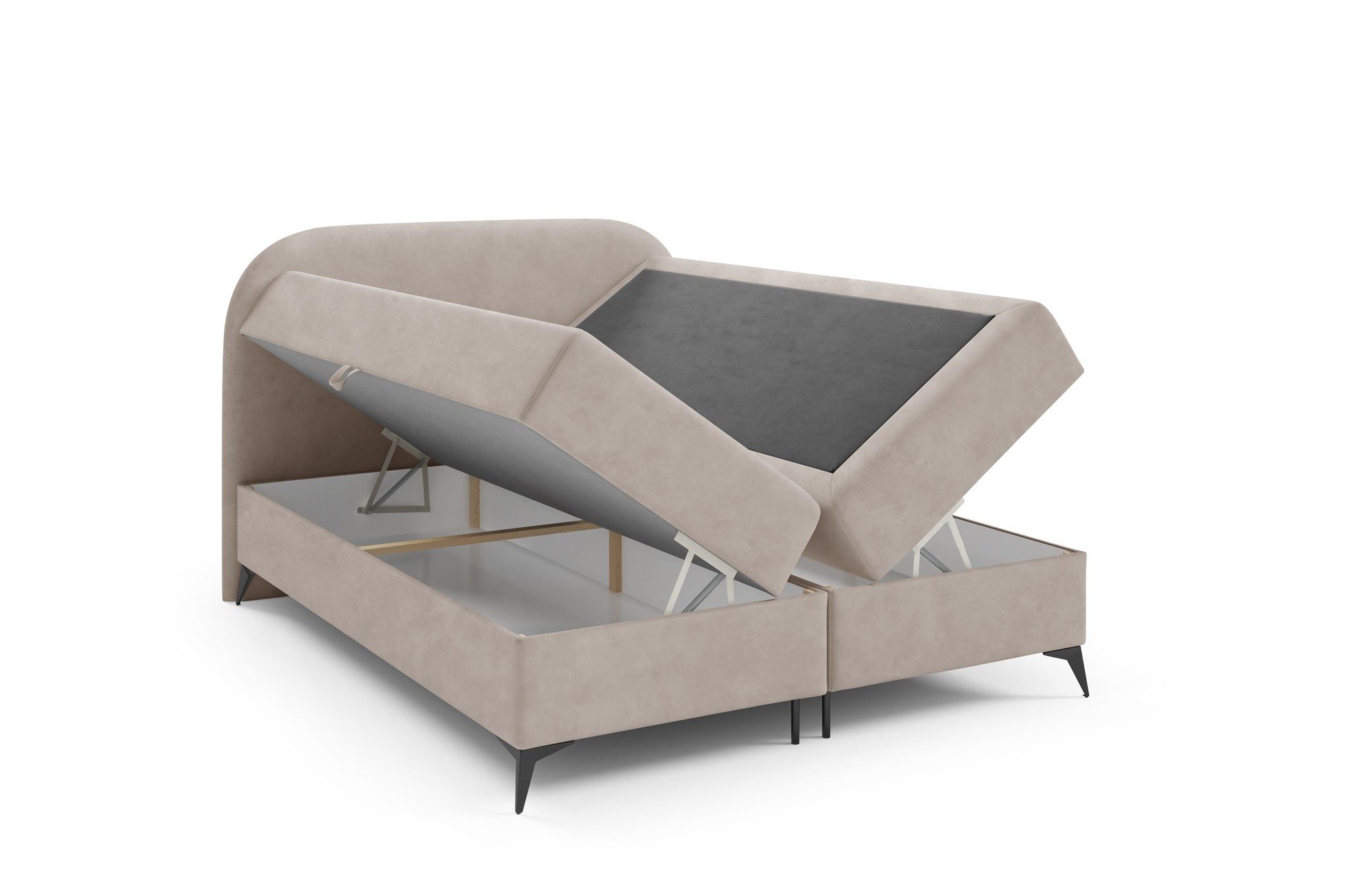 Fun Möbel Boxbett Schlafzimmerbett GORGIA Stoff Jasmin (inkl. Topper, Inkl. 2 x Bettkasten), Inkl. 4 Zierkissen