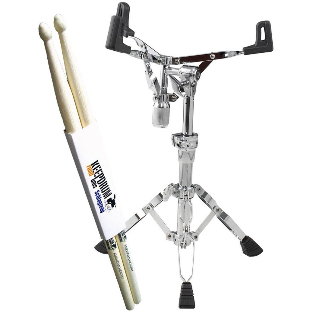 Schlagzeug Pearl S-930D Snare-Ständer extra tief mit Schlagzeugstöcken