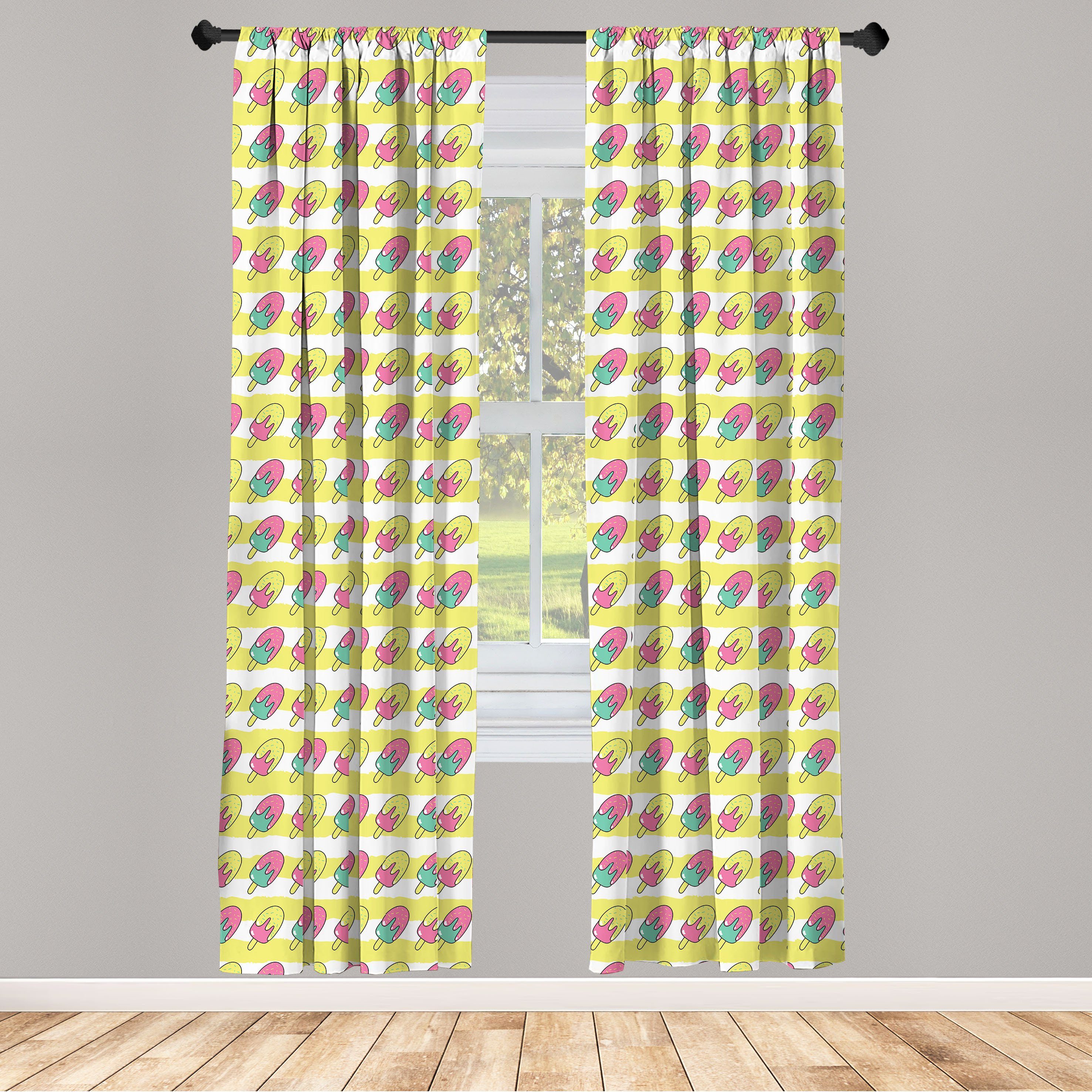 Gardine Vorhang für Wohnzimmer Schlafzimmer Dekor, Abakuhaus, Microfaser, Eis Eis am Stiel auf Stipes