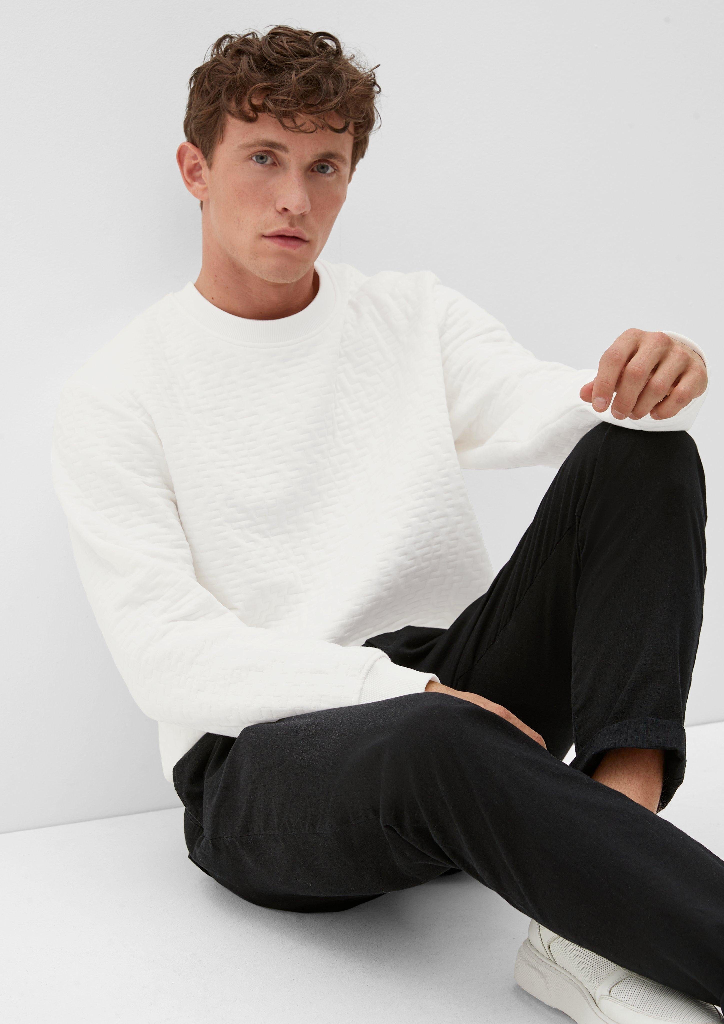 s.Oliver Sweatshirt Sweatshirt mit Musterstruktur weiß