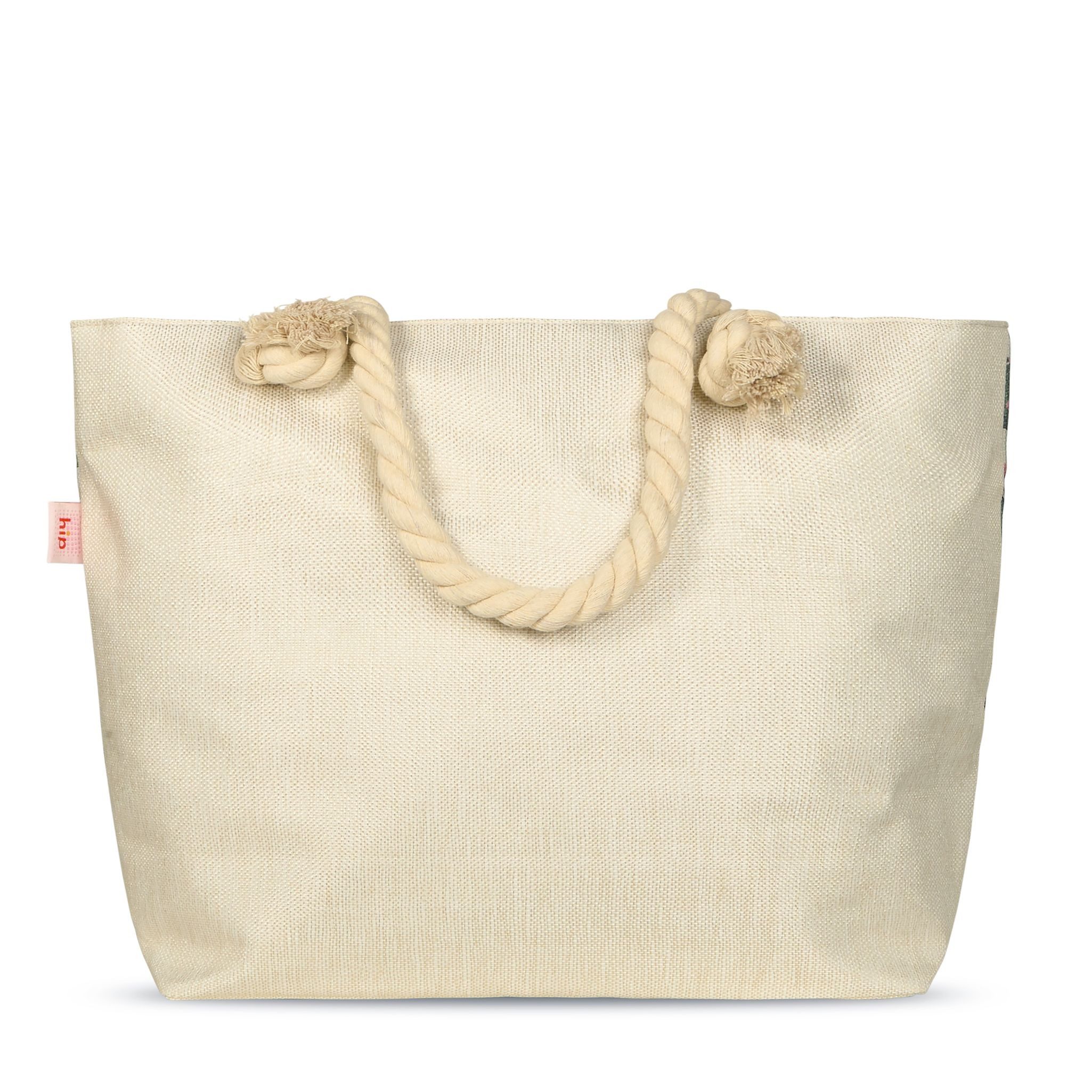 JACK Strandtasche Reißverschluss Baumwolle Descanso, mit wunderschönem Design, 40x55cm, Beachbag mit Innentasche – Bild 4 von 5