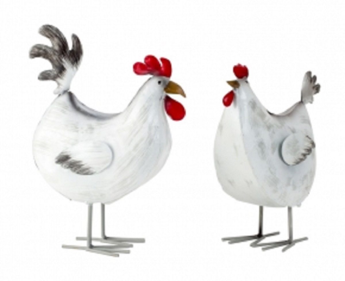 Tierfigur 2 große Metallfiguren Hahn und Henne