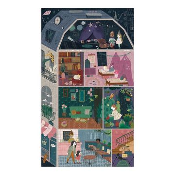 Moulin Roty Puzzle Puzzle Stadthaus (200 Teile) 35x60cm mit Lupe, 200 Puzzleteile