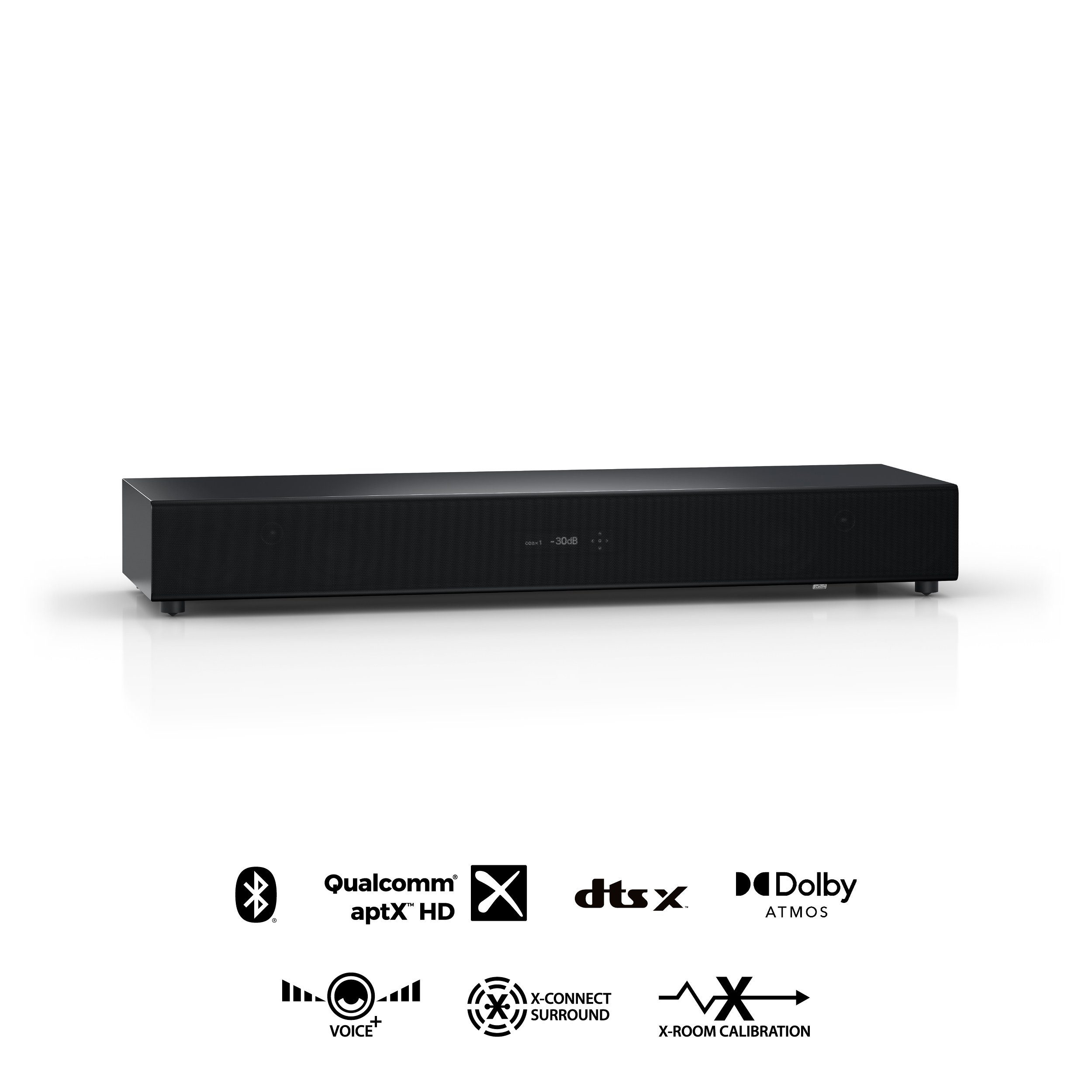 W, HDMI Mehrschichtlack Decoder, aptX Dolby RC (820 nuPro X-Connect 5.0 und Voice+, Surround) Nubert Bluetooth XS-8500 Soundbar eARC, HD Schwarz Digital