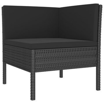 vidaXL Gartenlounge-Set 4-tlg. Garten-Lounge-Set mit Auflagen Poly Rattan Schwarz, (1-tlg)