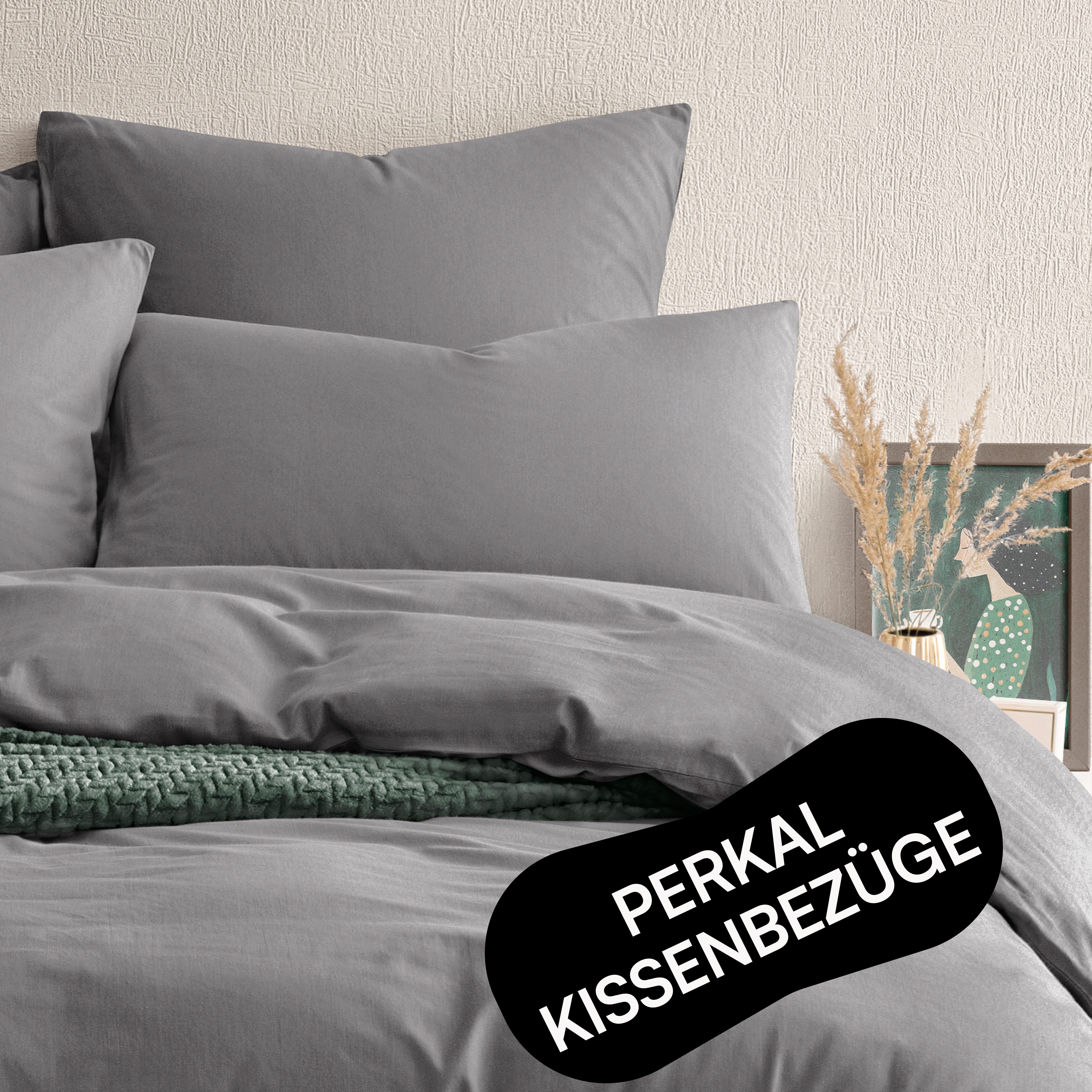 Seralino Kissenbezüge Perkal Kissenbezug (100% Baumwolle) weich angeraut, hautfreundlich, besonders weich & atmungsaktiv, BCI zertifiziert, mit Reißverschluss