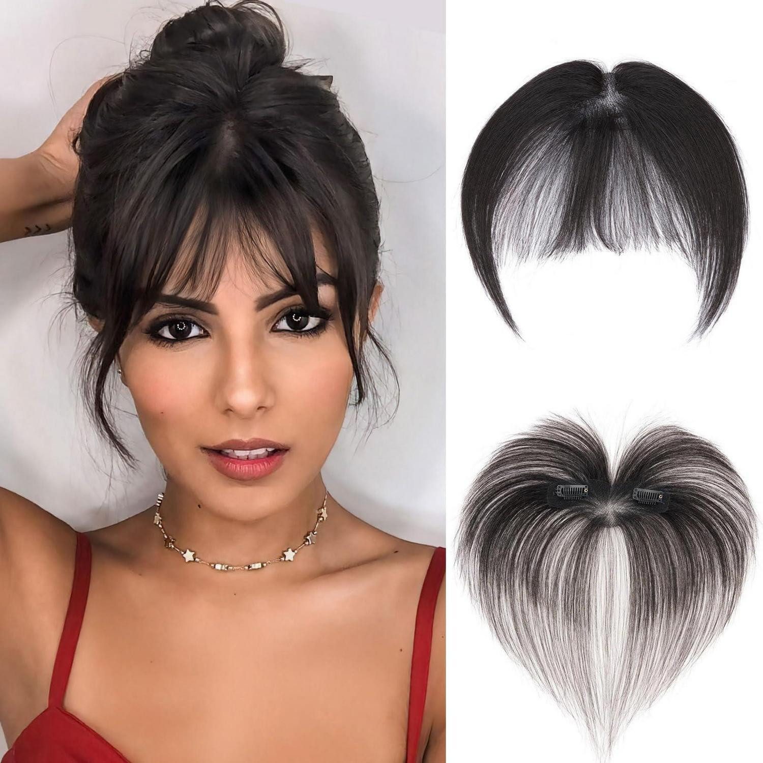 LuxusKollektion Echthaar-Extension Extensions Clipin Pony Haarteil Luft 10.5g 1B Natürliches Schwarz