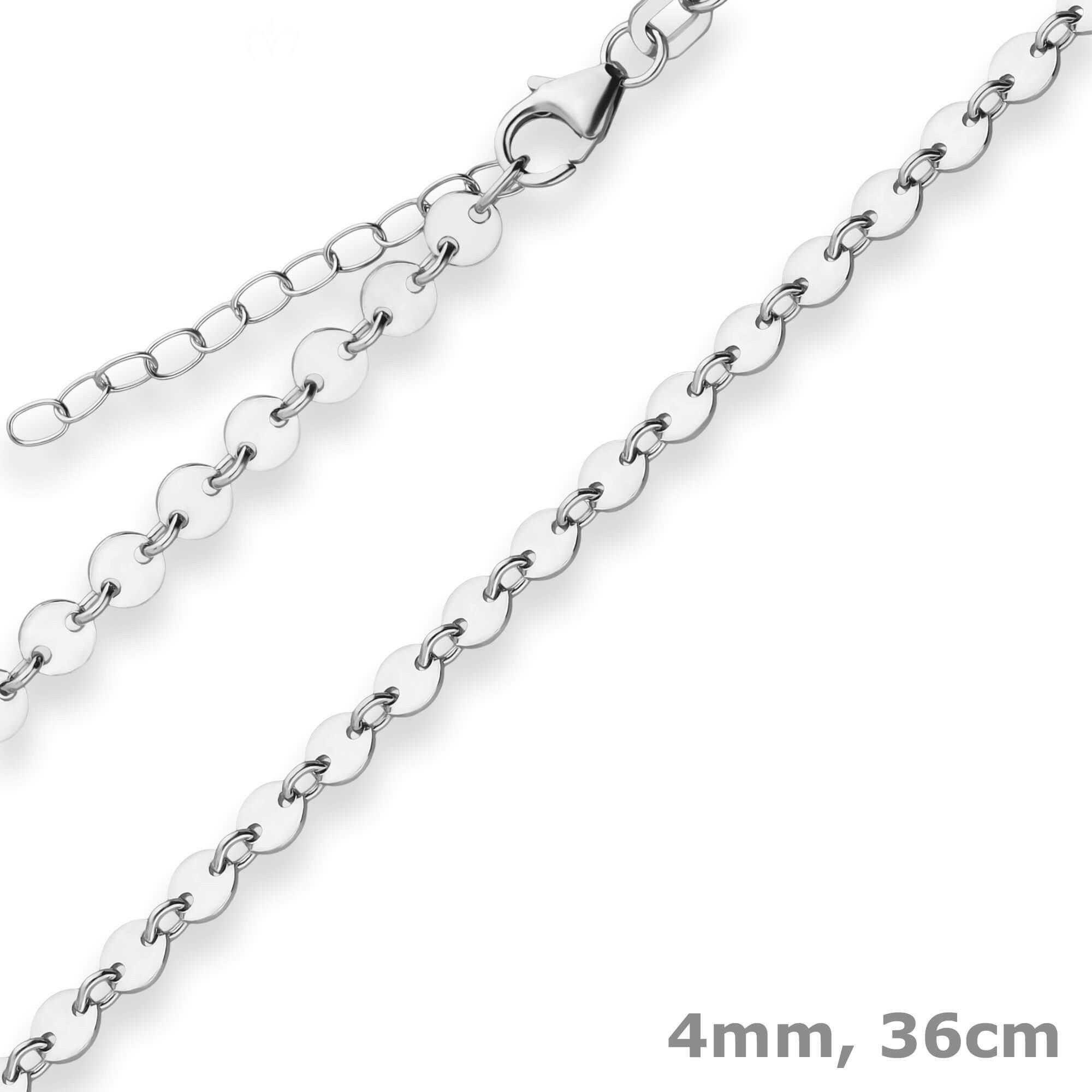Schmuck Krone Silberkette 4mm Plattenkette aus 925 Silber 36cm, Silber 925