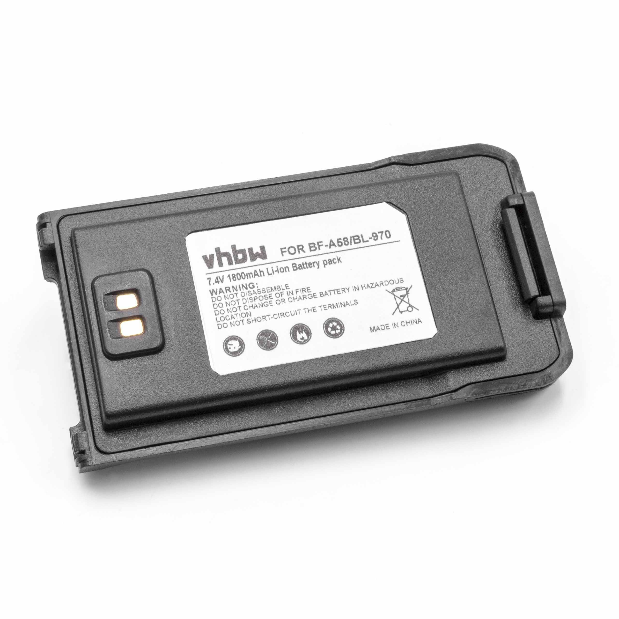 vhbw kompatibel mit Baofeng BF-A58, BL-970 Akku Li-Ion 1800 mAh (7,4 V)