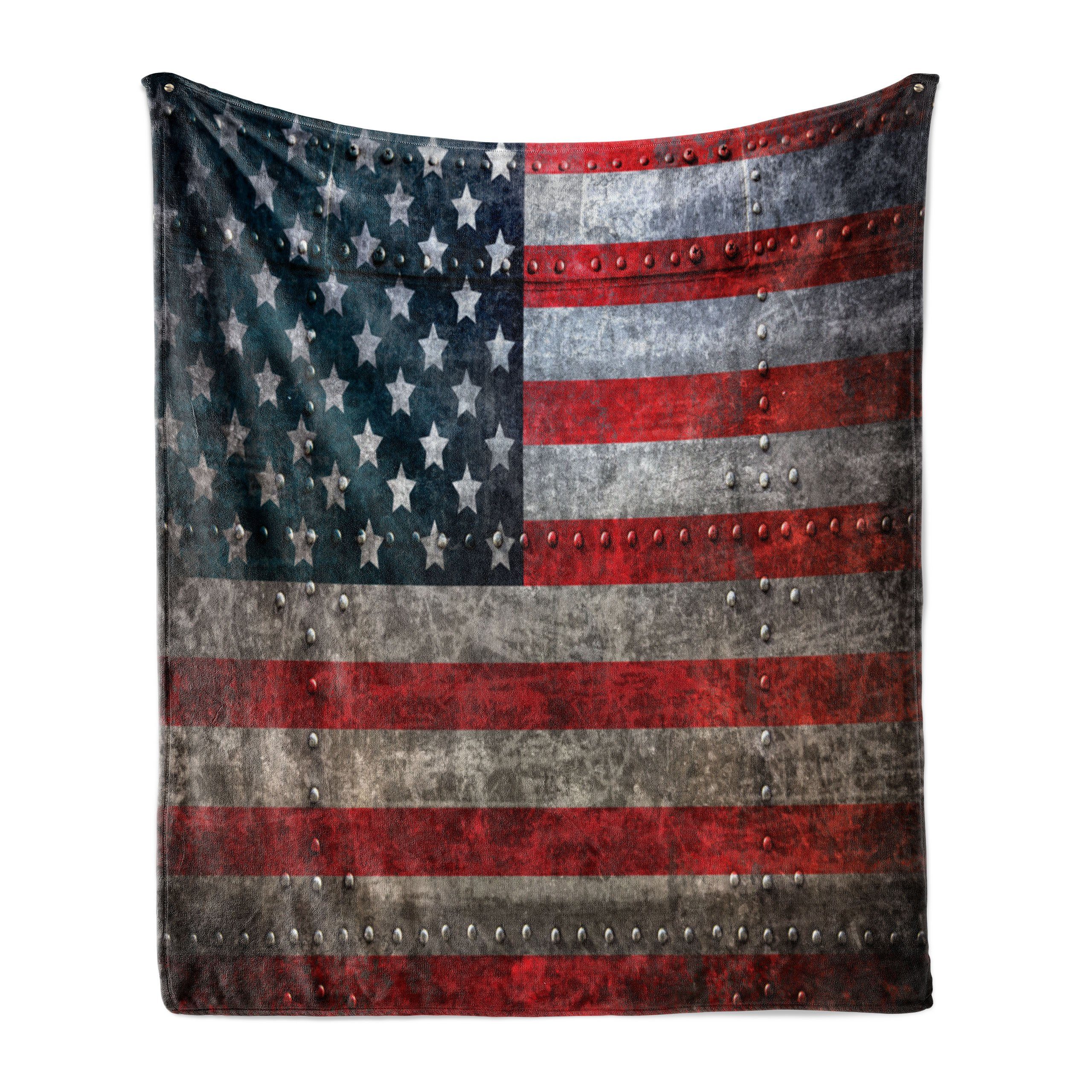 Wohndecke Gemütlicher Plüsch für den Innen- und Außenbereich, Abakuhaus, Amerikanische Flagge US-Flaggen-Platte