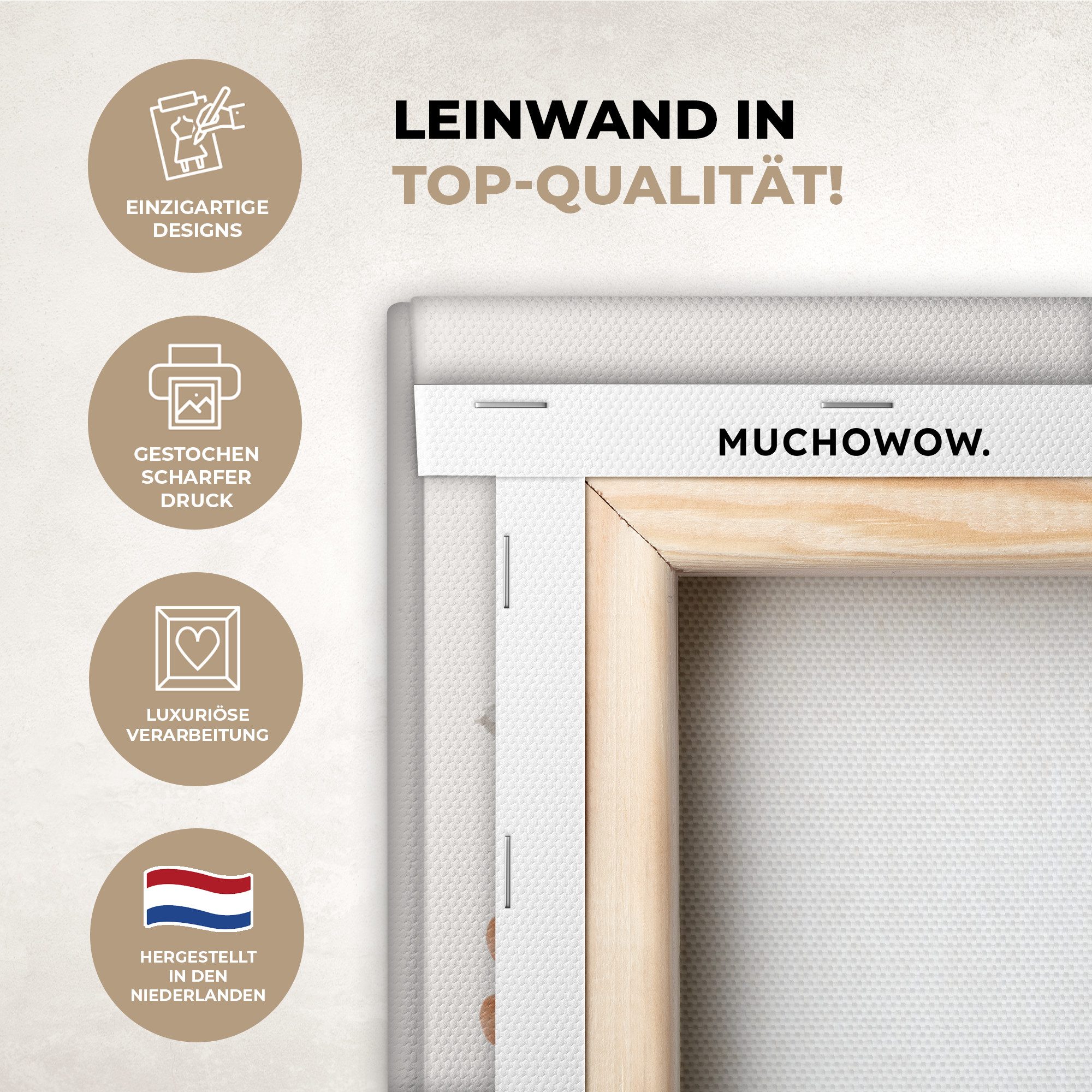 OneMillionCanvasses® Leinwandbild Pädagogisch - Zählen lernen - Beige - 1-10 - Bauernhof, Fotodruck (1 St), Kinderzimmer Deko, Mädchen und Jungen Bilder 20x30 cm