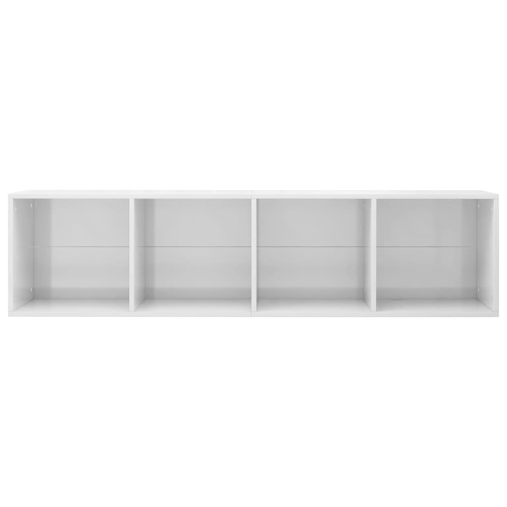 Holzwerkstoff, Bücherregal Hochglanz-Weiß Bücherregal/TV-Schrank 1-tlg. 36x30x143cm vidaXL