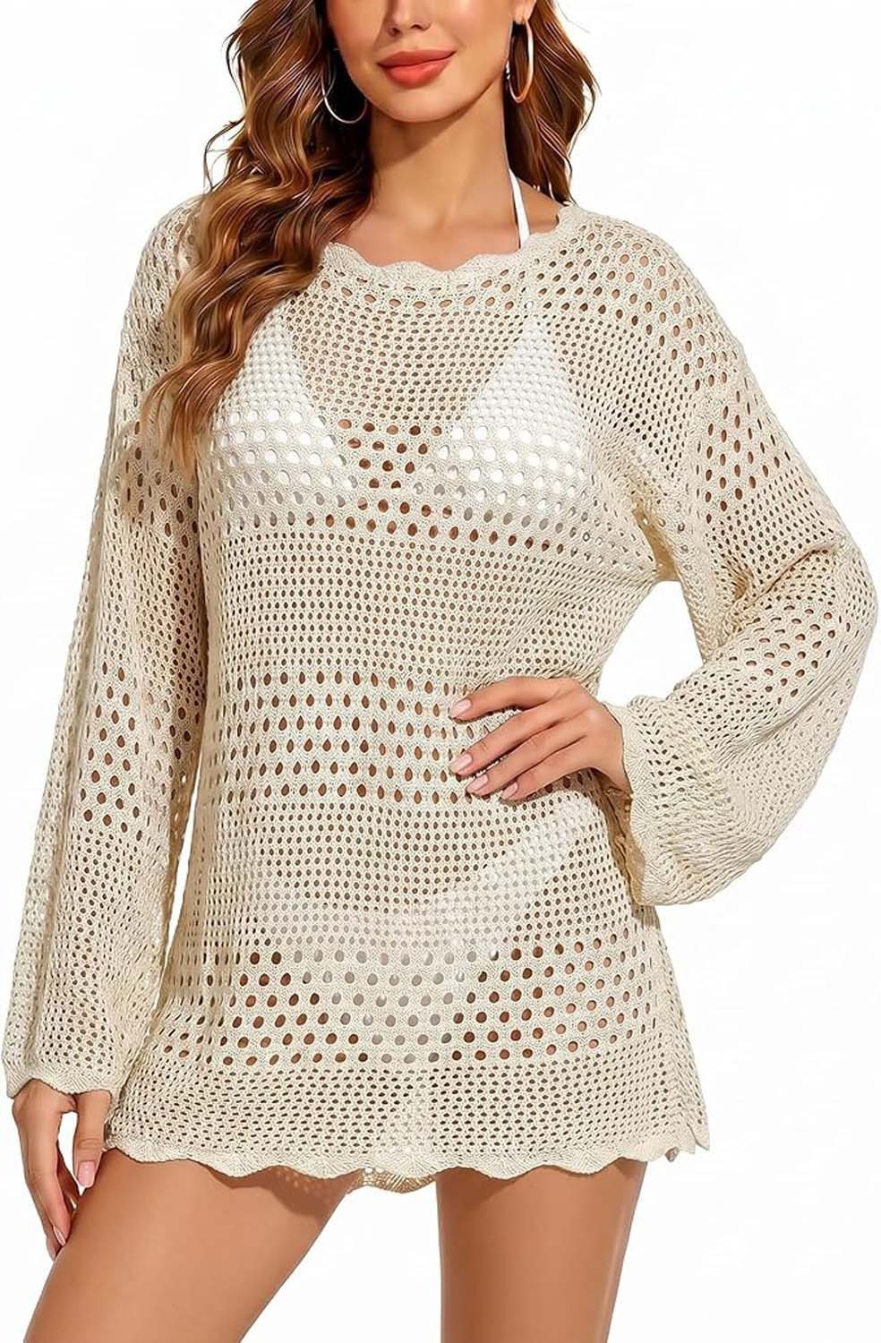 nsihing Strandkleid Damen Strandmode Strandkleider Sommer Gestrickt
