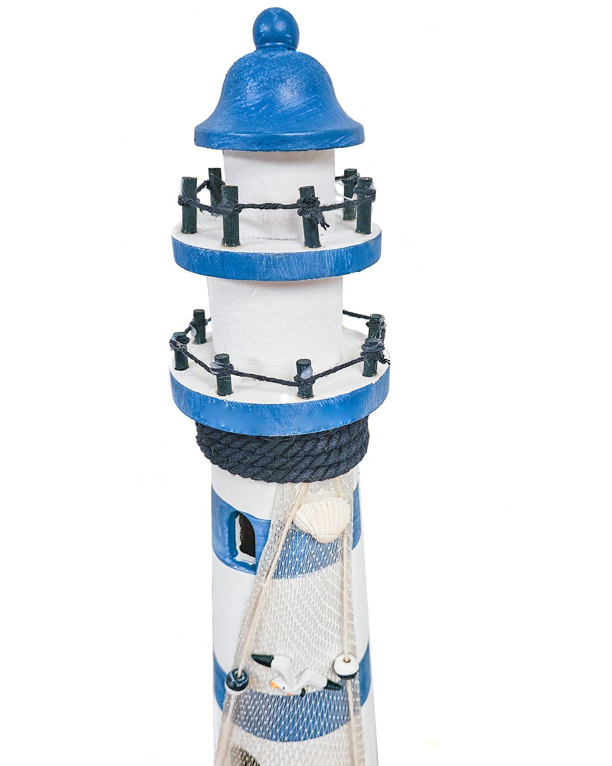 Yudu Dekofigur Deko-Leuchtturm Holz Fischernetz Seestern Seevögel Maritime günstig online kaufen