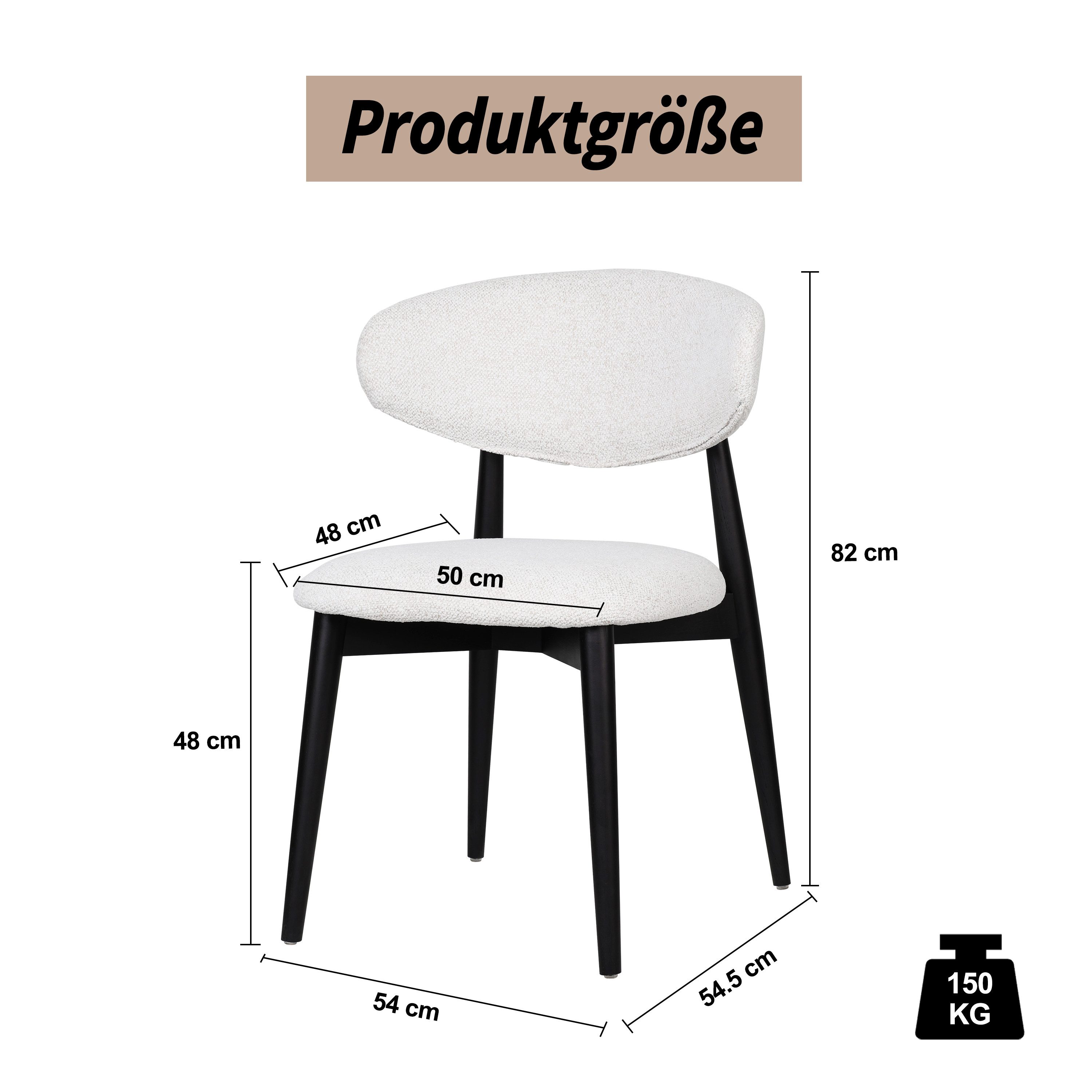 VECHOO Esszimmerstuhl 2er-set moderner Polsterstuhl Holzstuhl Wallace, Naturrahmen (2 St), Küchenstuhl, Wohnzimmerstuhl