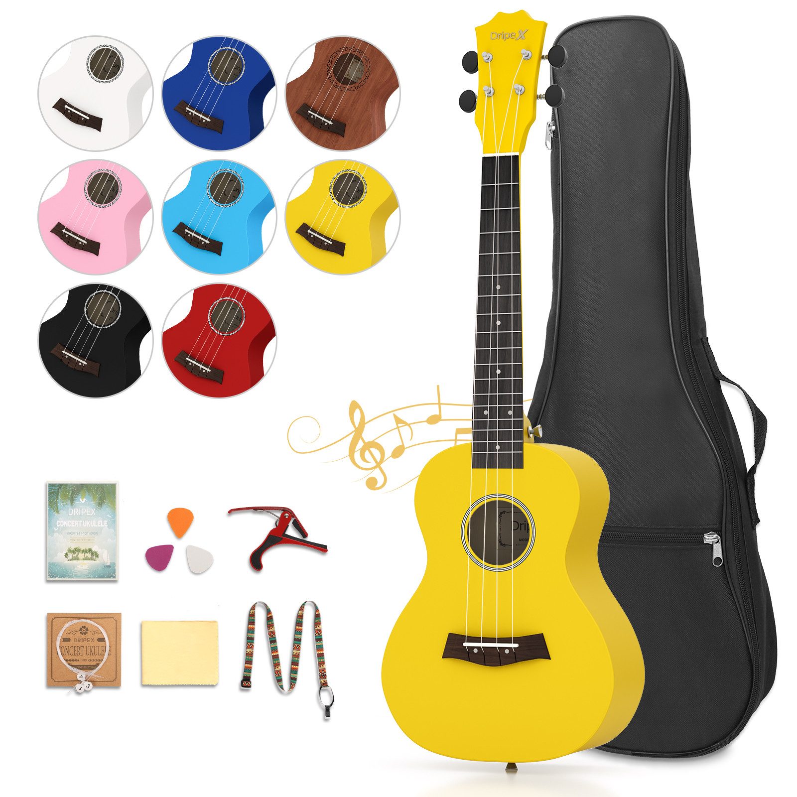 NAIMP Ukulele Kleine Gitarre 23 Zoll Konzert Ukulele Set