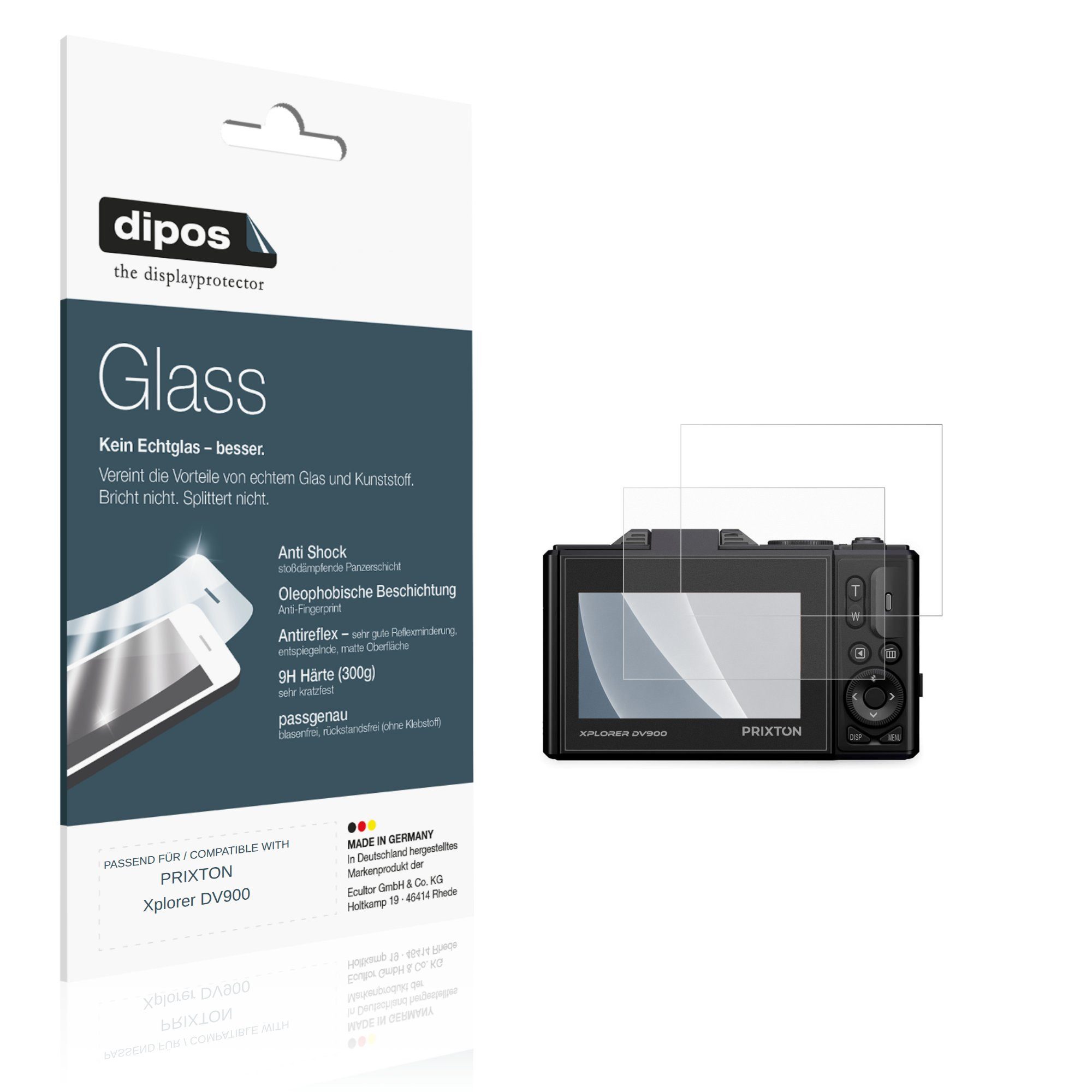 dipos Displayschutzfolie Schutzfolie für PRIXTON Xplorer DV900, 2 Stück, Displayschutz Schutz Folie Made in Germany