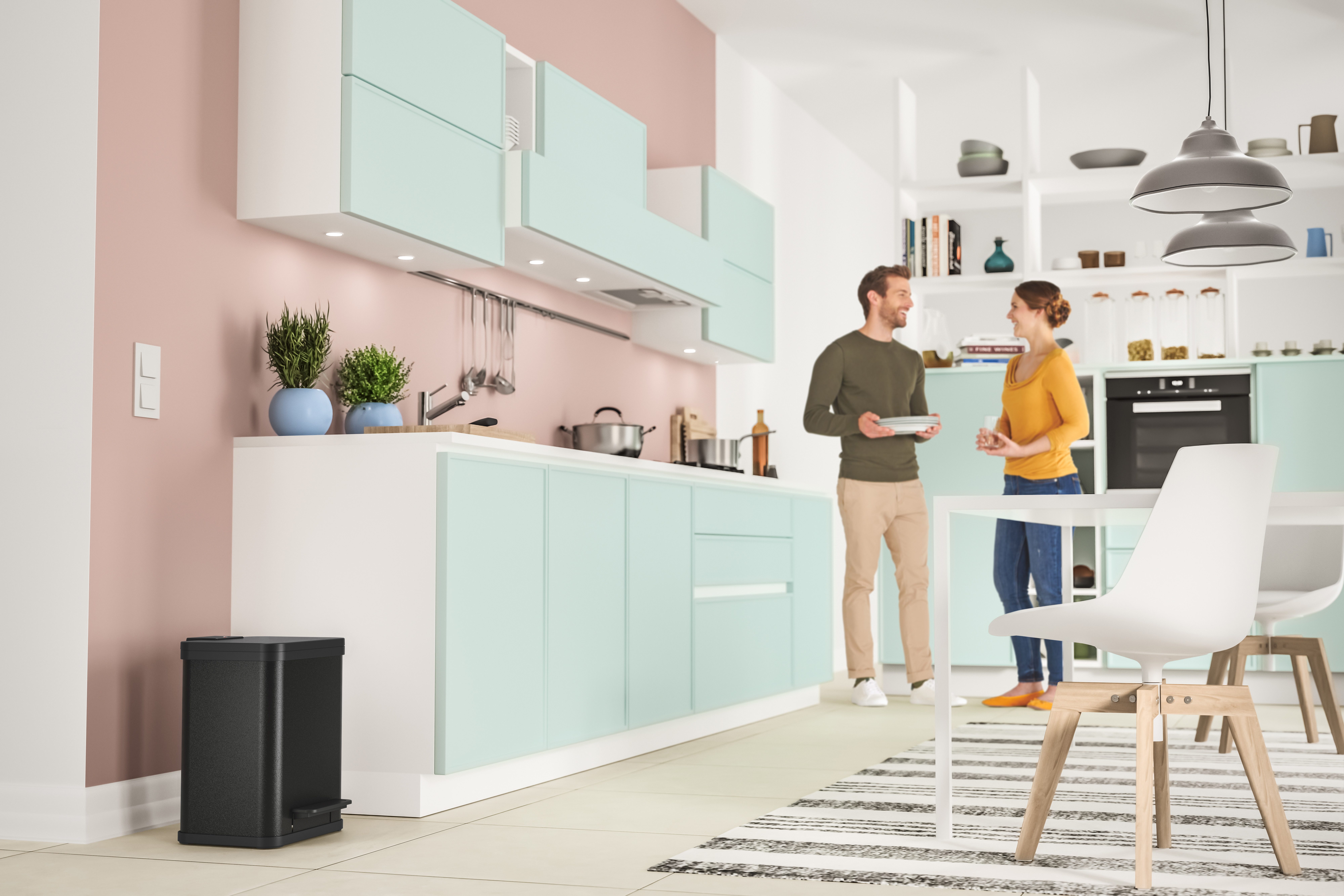 Hailo Mülleimer Öko duo Plus M, 18 l, Stahlblech o. Edelstahl, Kunststoff Inneneimer, Made in Germany