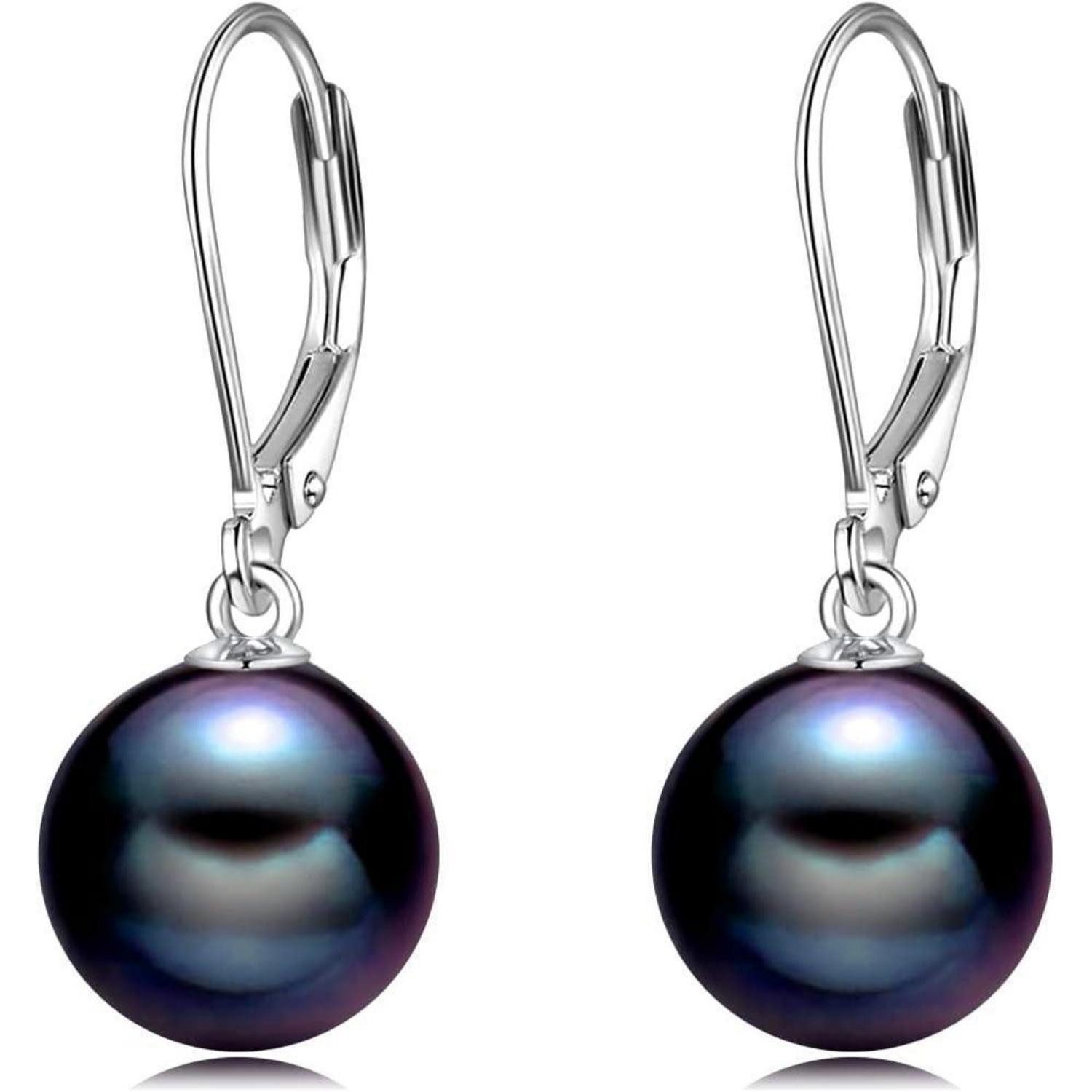 LuxusKollektion Perlenohrringe Ohrringe Perle Sterling Silber Hängend Damen Schwarze Perle