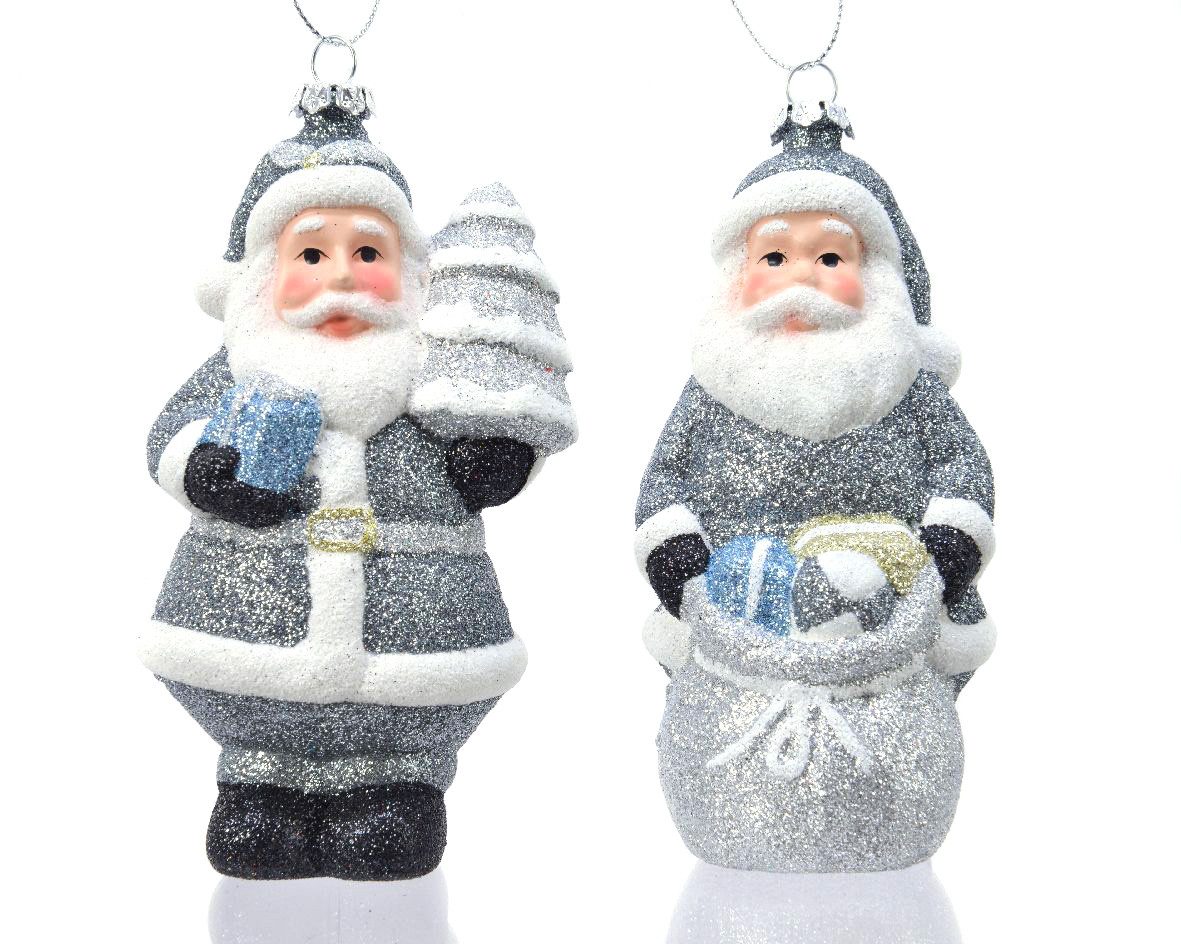 Kaemingk Christbaumschmuck, Christbaumschmuck Weihnachtsmann Kunststoff 12cm blau 1 Stück sortiert