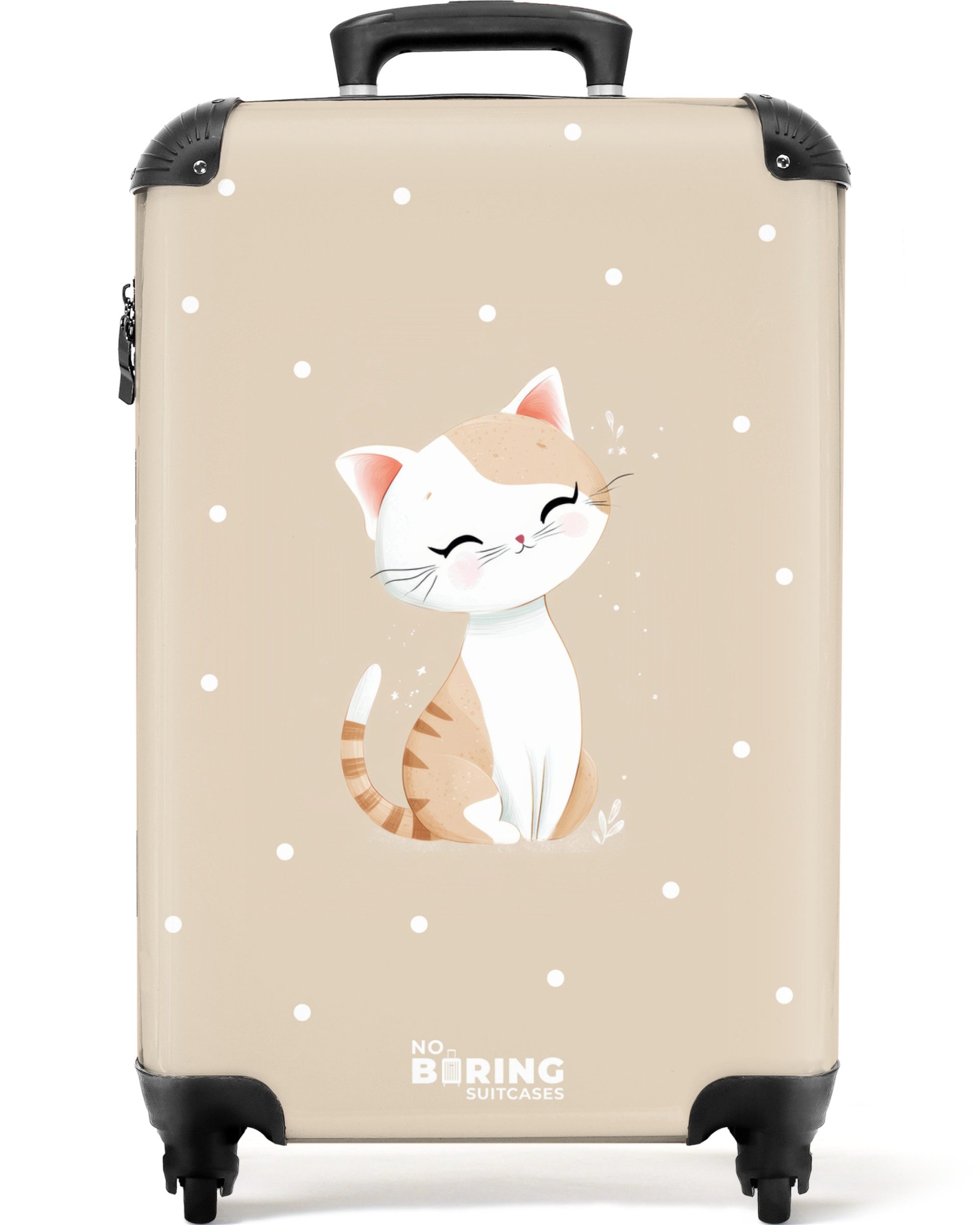 Kinderkoffer Katze umgeben von beigen Punkten 55x35x20cm