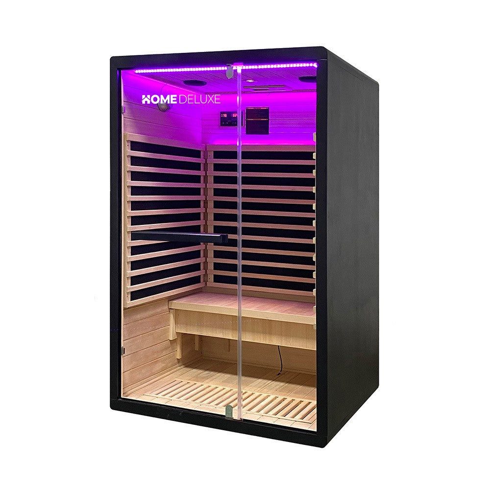 DEKO VERTRIEB BAYERN Infrarotkabine LED Infrarotkabine 120x105x190 Infrarotsauna Wärmekabine black+Radio