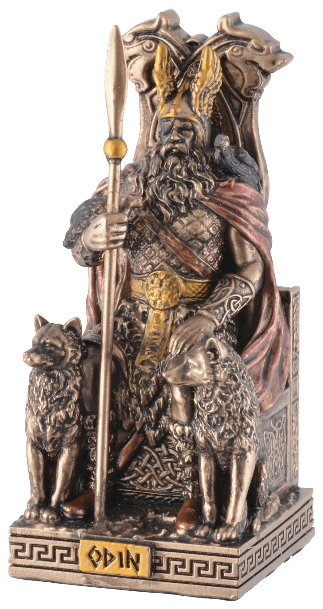 Vogler direct Odin, ca. bronzefarben/coloriert, Gott Dekofigur Gmbh Miniatur, Veronesedesign, Größe: L/B/H Kunststein, 4x4x9cm