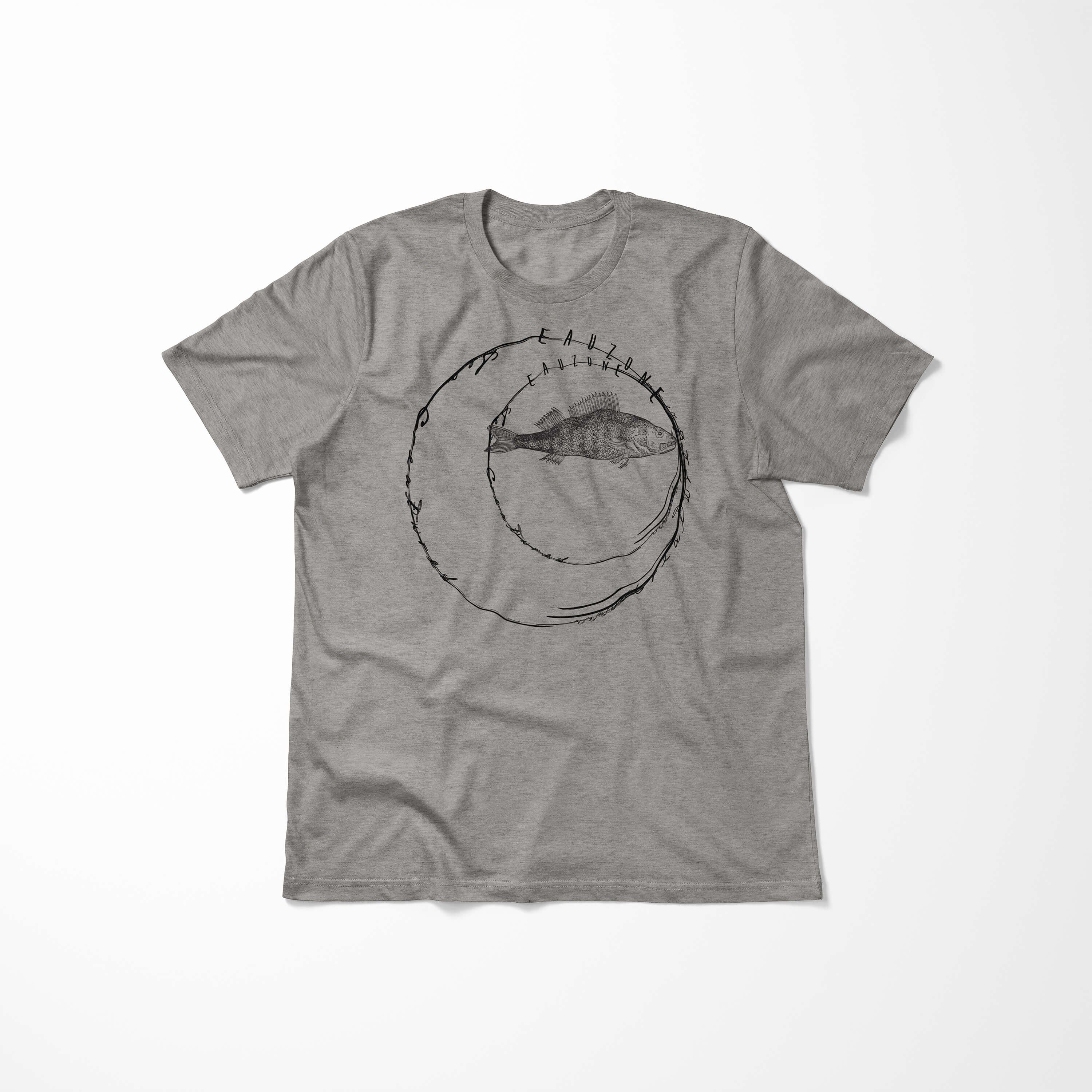Sinus Art Serie: Sea Tiefsee Creatures, T-Shirt / 076 feine und Fische - sportlicher Schnitt Ash T-Shirt Sea Struktur