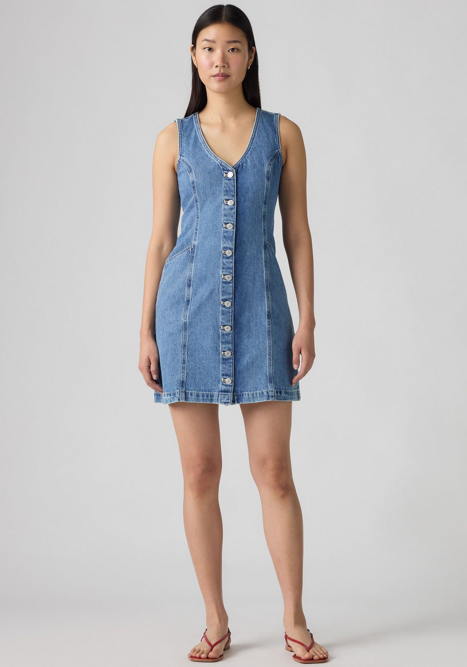 Levi's® Jeanskleid VIANNA VEST DRESS mit V-Ausschnitt, Slim Fit, ärmellos